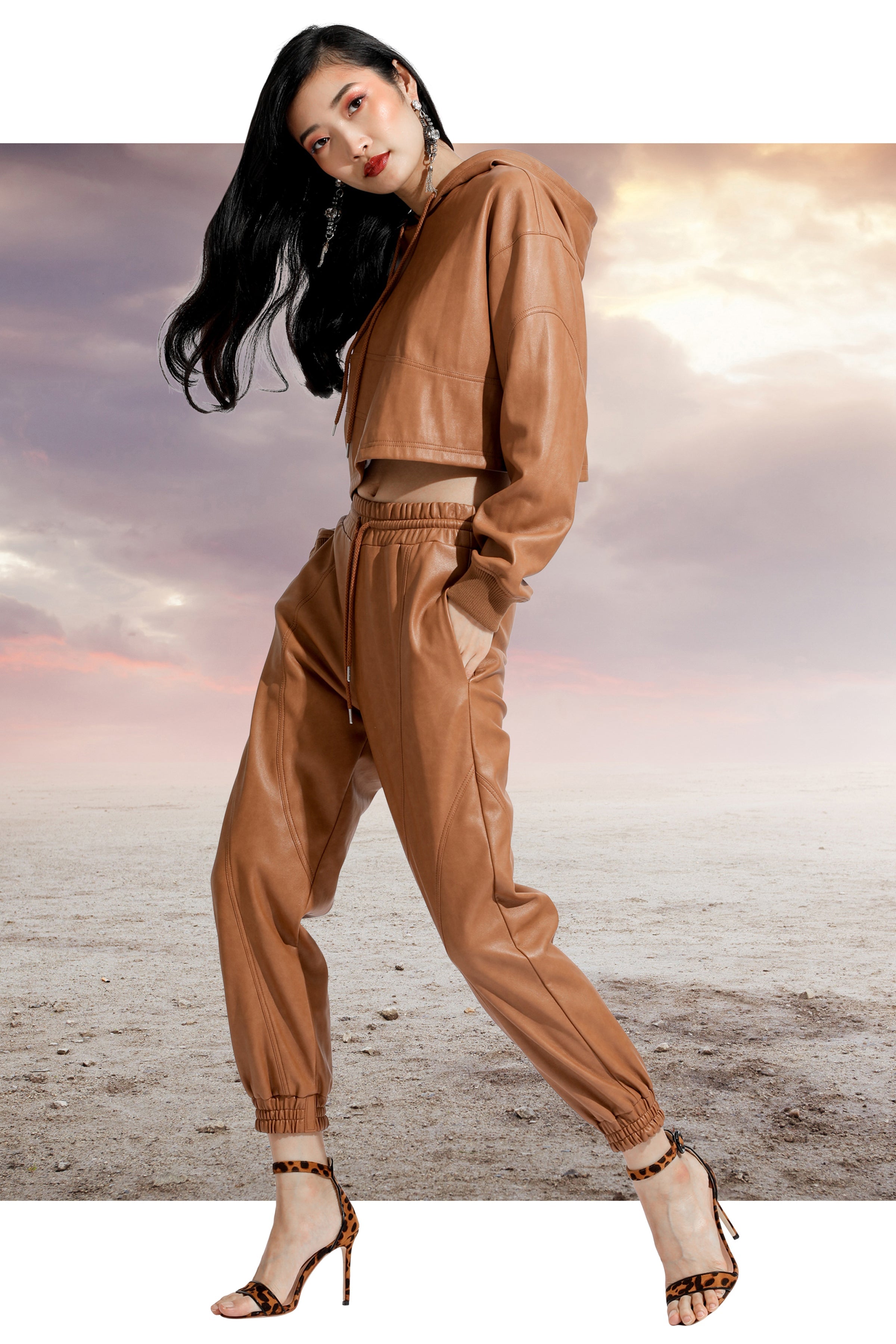 Faux Leather Joggers