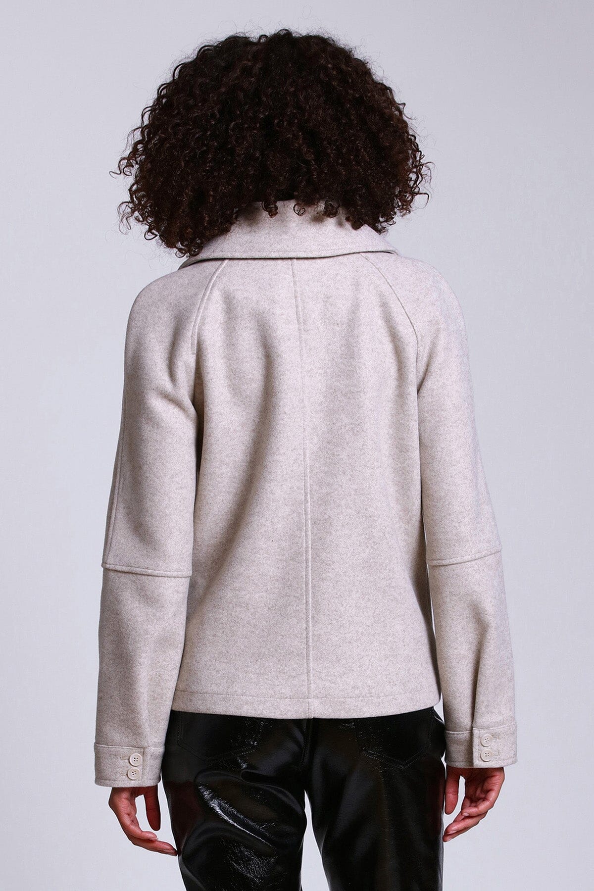 bone beige relaxed full zip front jacket shacket - figure flattering cute fall shackets outerwear for ladies