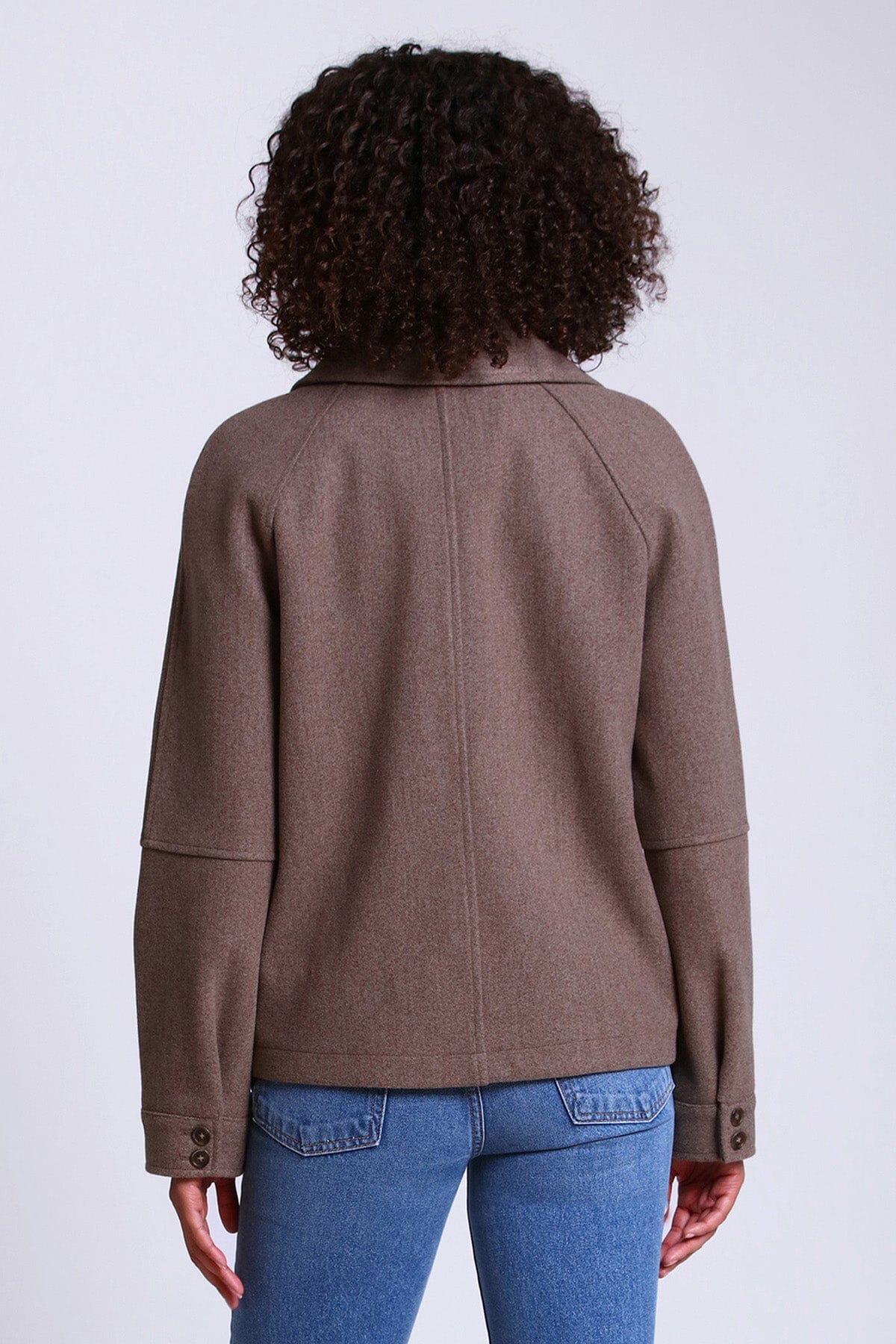 relaxed full zip front jacket shacket mocha brown - figure flattering cute casual day date shackets jackets outerwear for women