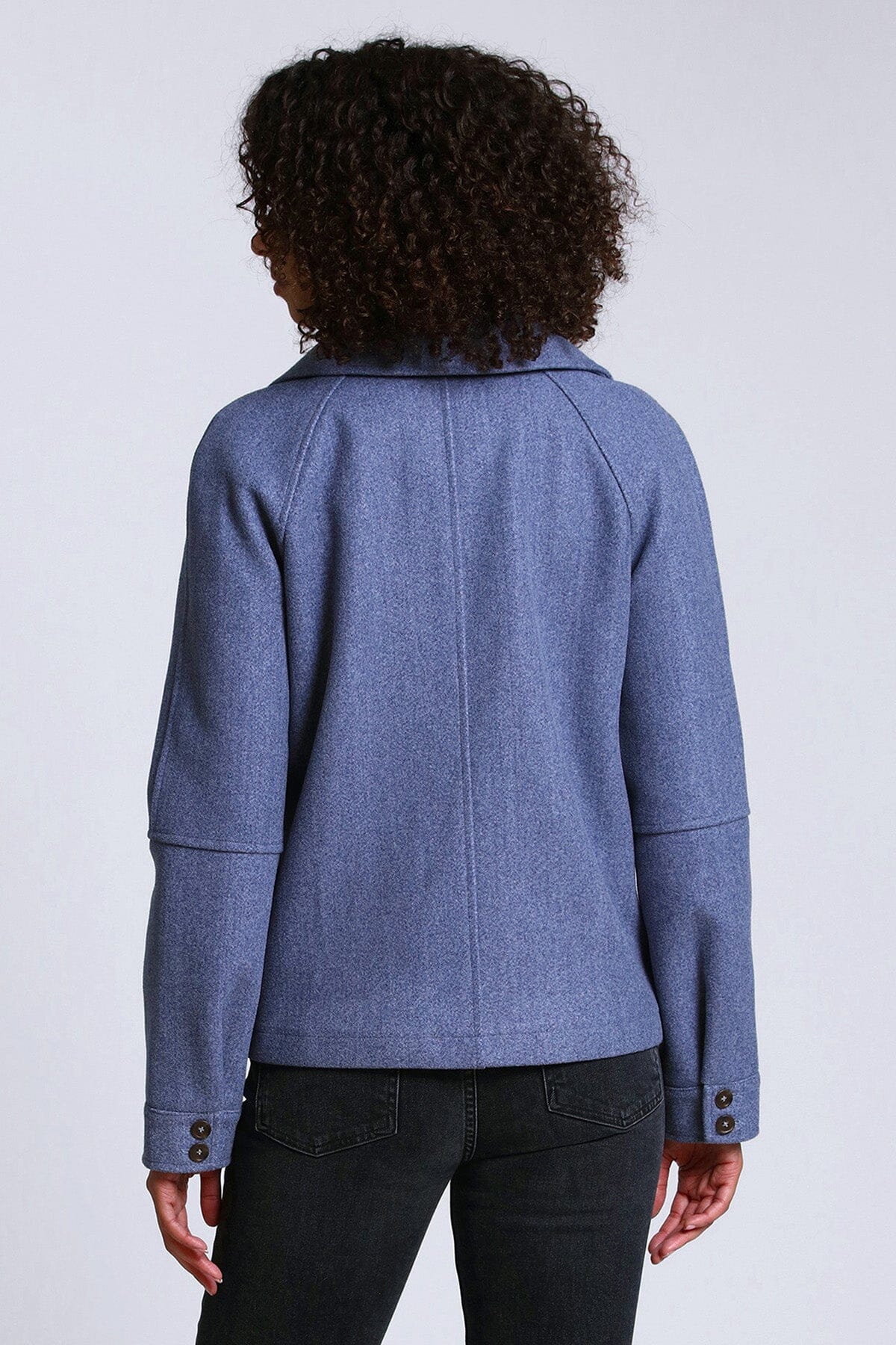 storm blue relaxed full zip front jacket shacket - figure flattering fall winter shackets outerwear for ladies