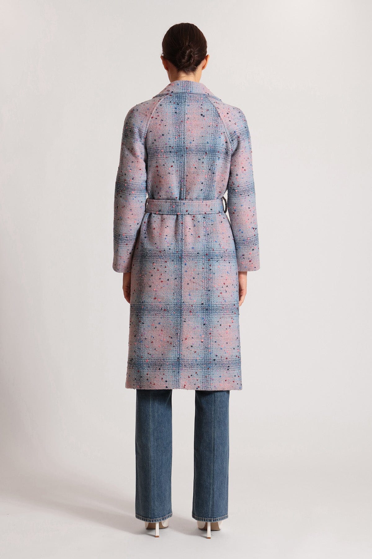 Donegal tweed wool blend long wrap coat outerwear - figure flattering stylish Fall fashion coats jackets for women