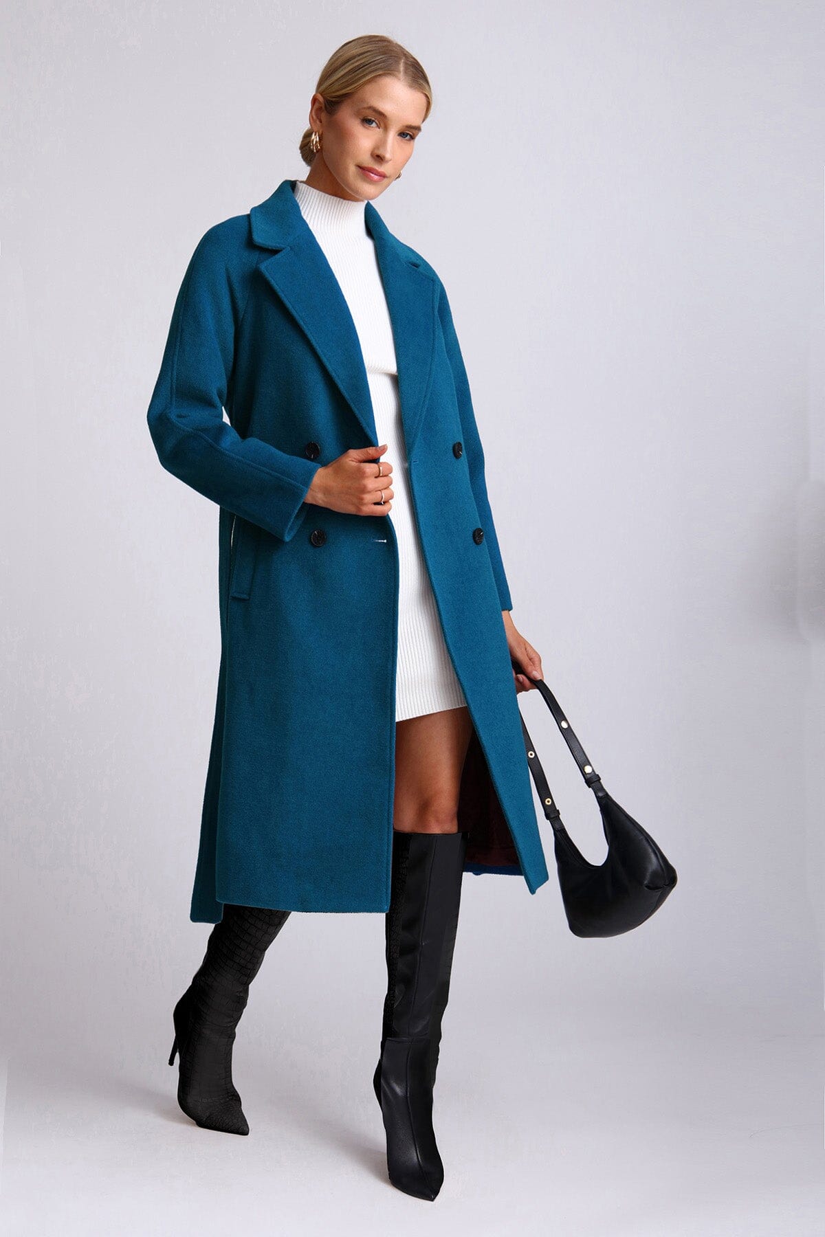 Wool Blend Belted Walker Coat