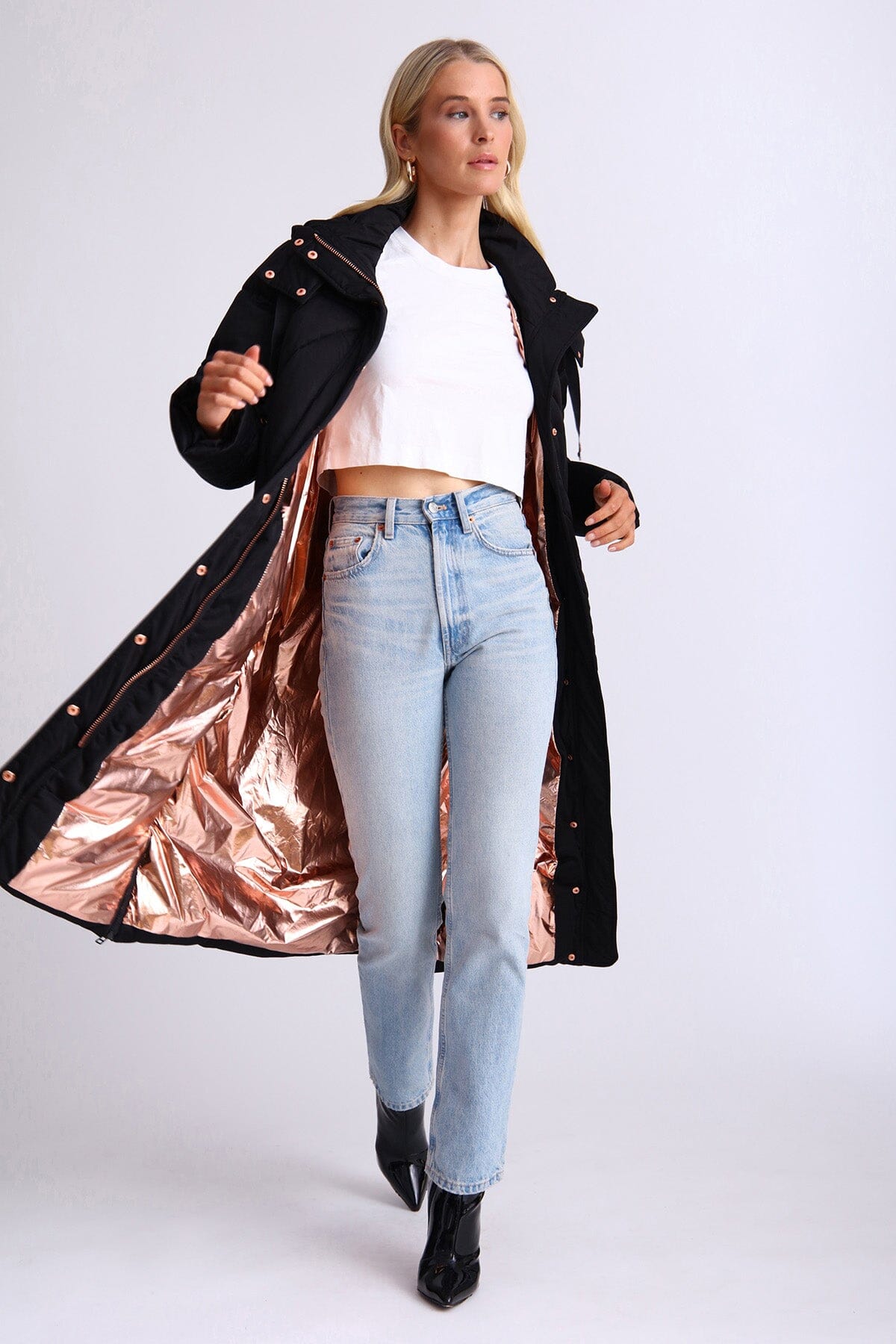 Black thermal puff longline cloud duvet puffer coat jacket - figure flattering Fall 2023 fashion coats jackets outerwear for ladies