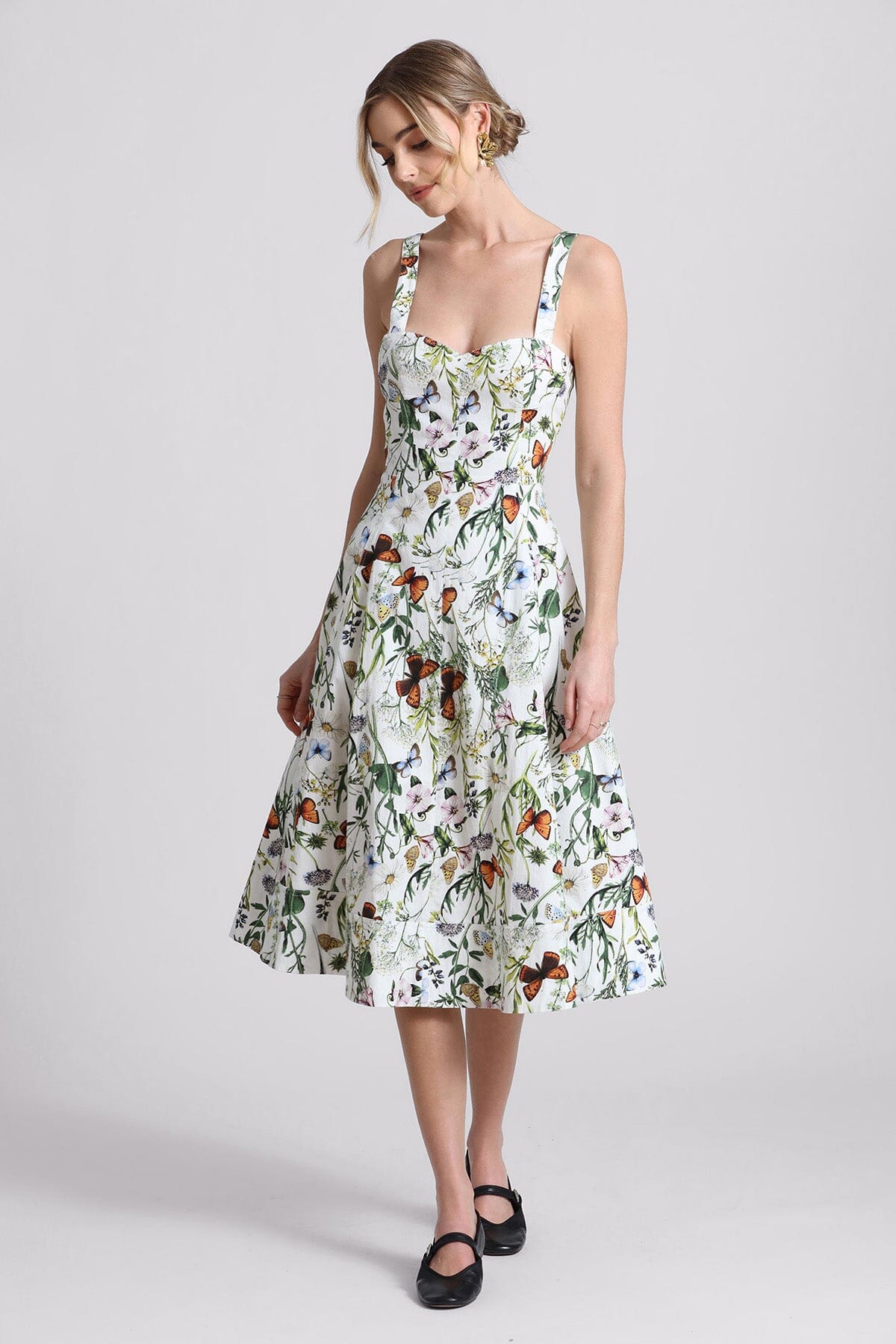 Cotton fit and outlet flare midi dress