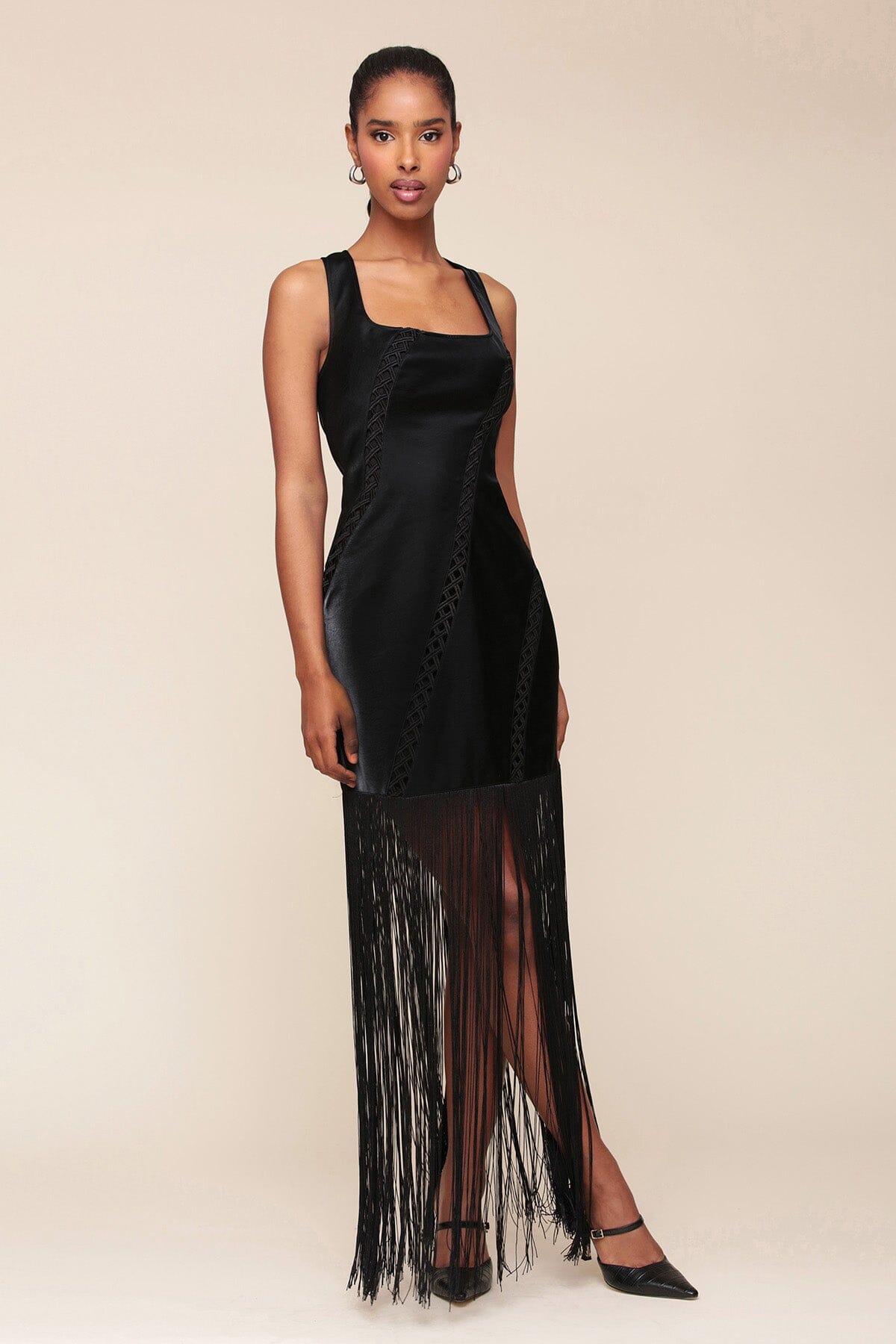 Fringe Faux-Ever Leather™ Maxi Dress Dresses Avec Les Filles Black 2