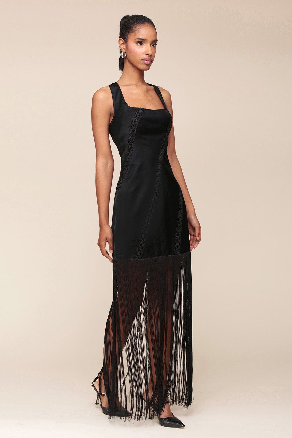 Fringe Faux-Ever Leather™ Maxi Dress Dresses Avec Les Filles