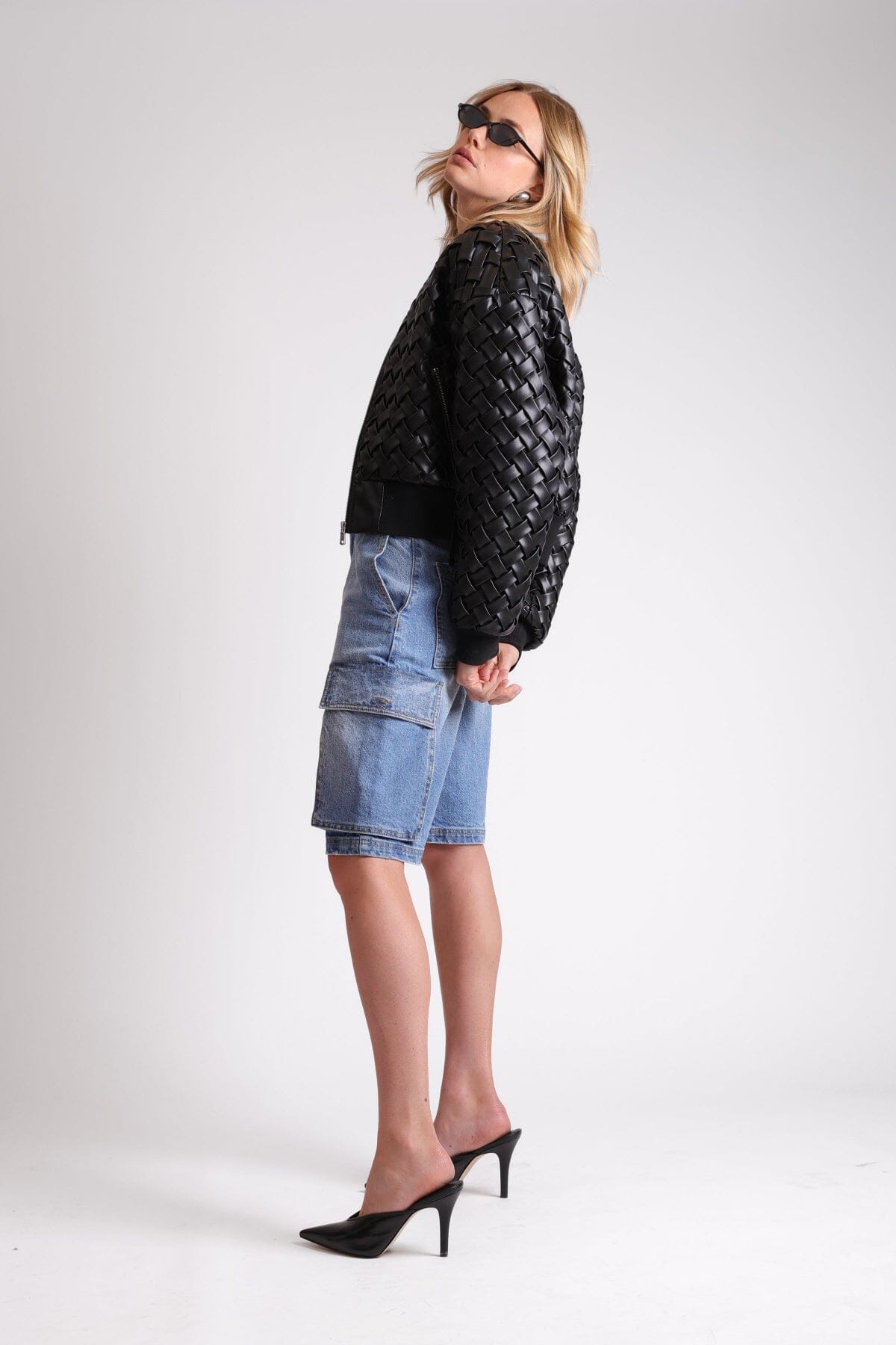 Woven Faux-Ever Leather™ Bomber Jacket Coats & Jackets Avec Les Filles