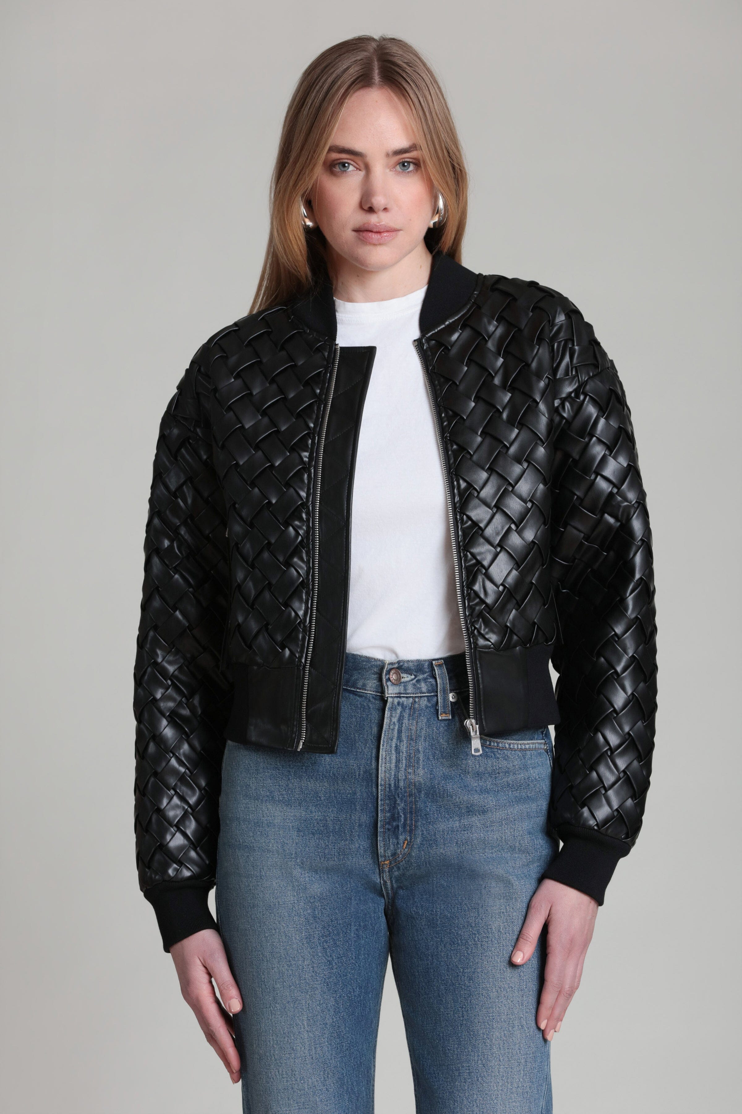 Faux leather black bomber jacket with drop-shoulders - Shop women's bomber jackets by Avec Les Filles