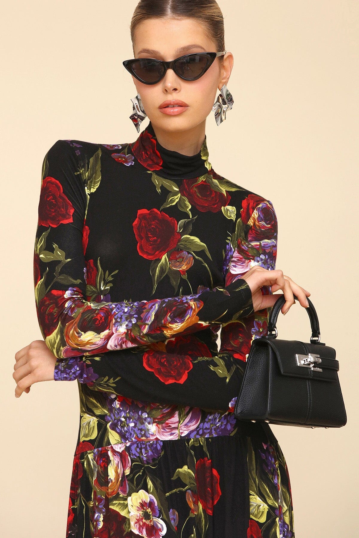 Black Dark Floral Drop-Waist Maxi Dress - Cute women's maxi dresses by Avec Les Filles