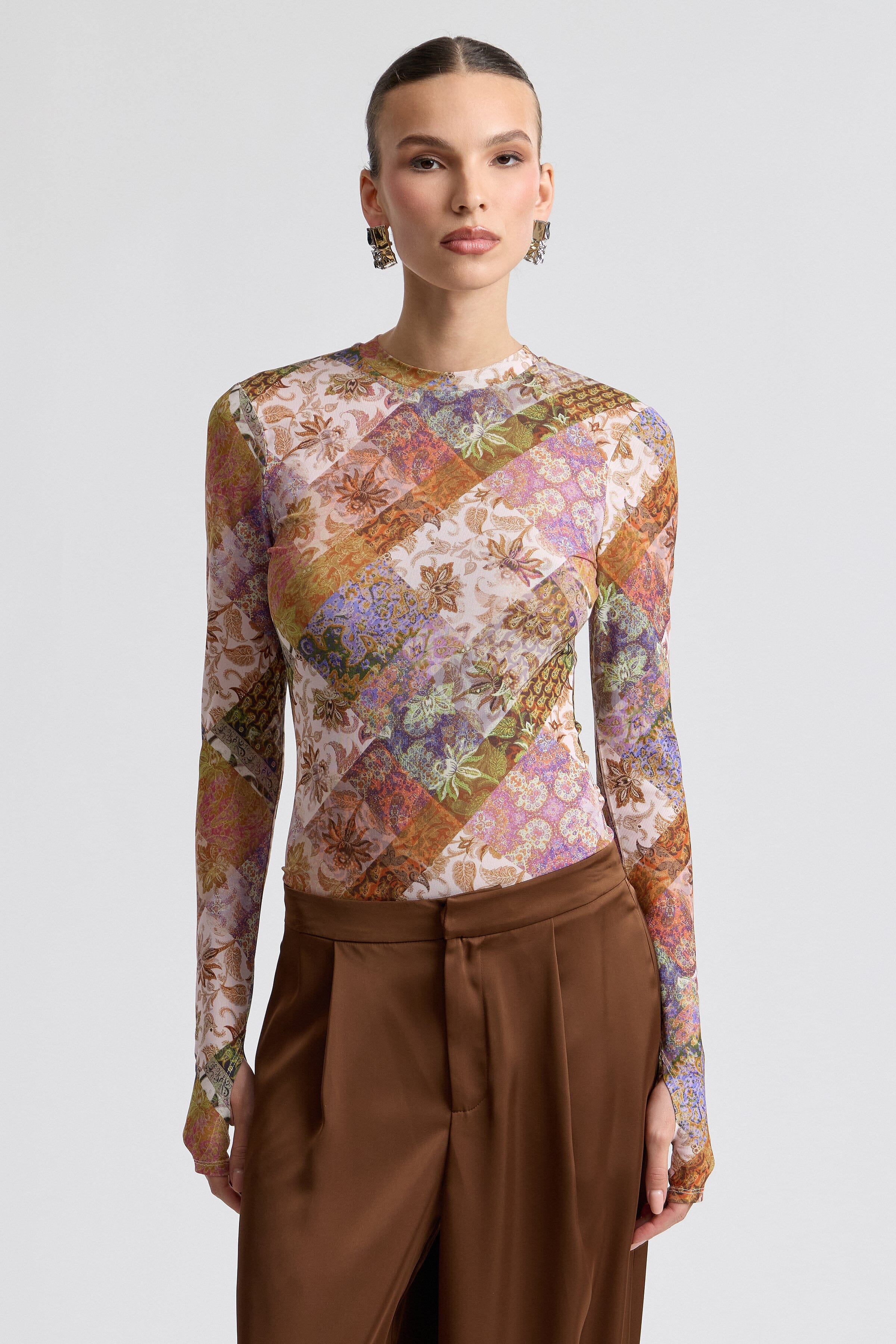 Multicolor paisley printed floral long sleeve top with thumbholes - Shop women's floral tops by Avec Les Filles.