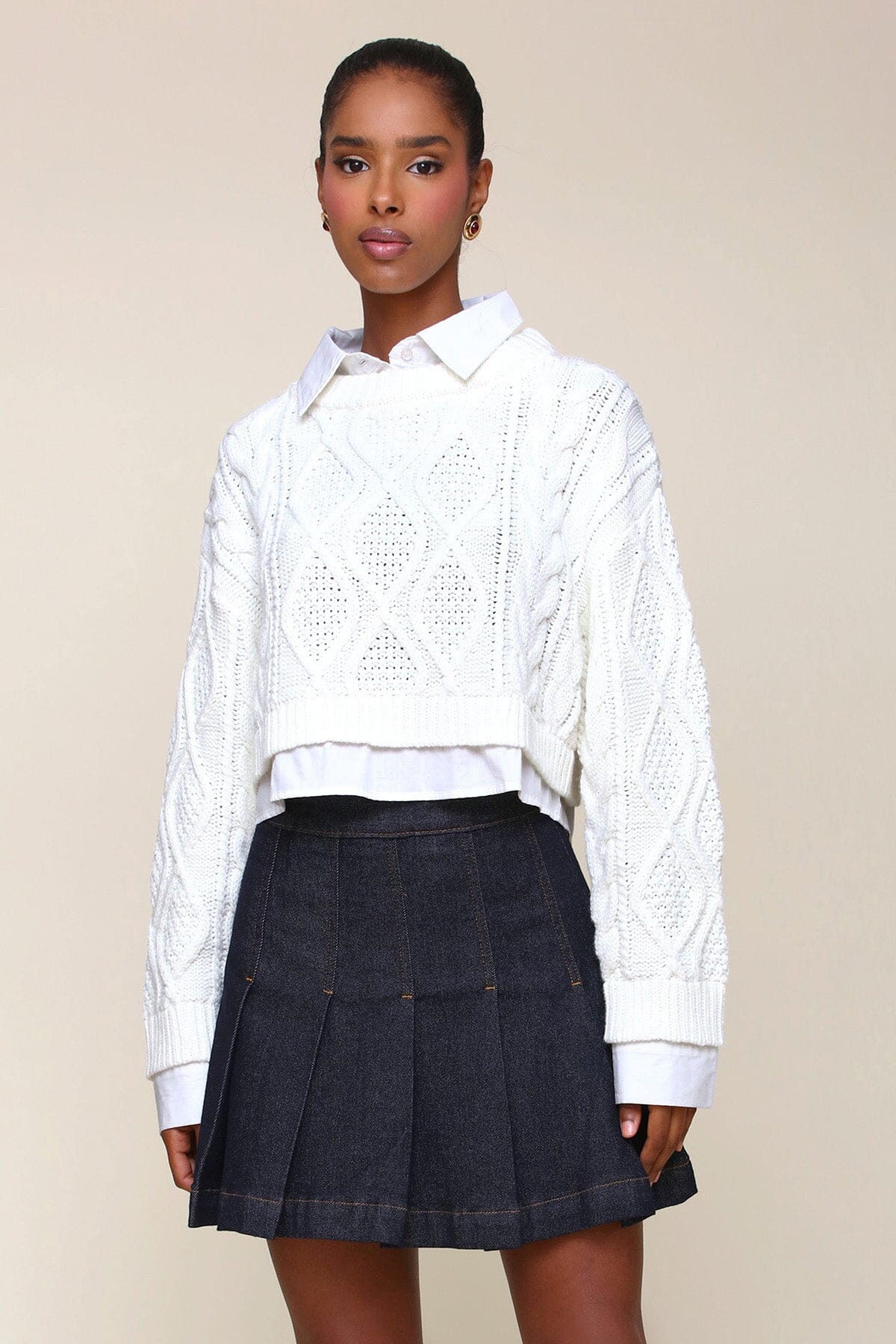 White Collar Shirt With Sweater White Collar Collared Sweatshirt