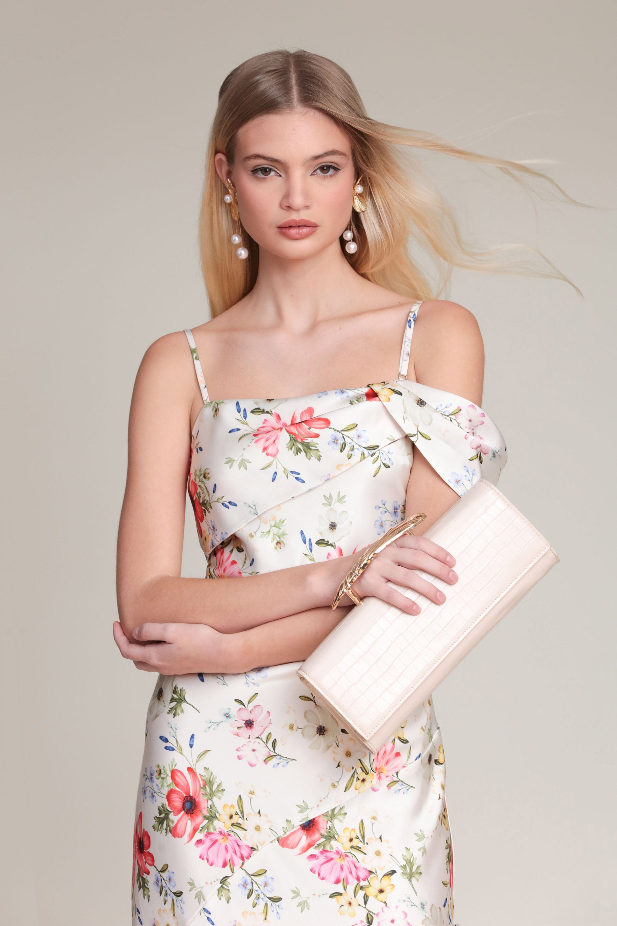 Floral satin multicolor maxi dress with adjustable spaghetti straps - Shop women's maxi dresses by Avec Les Filles