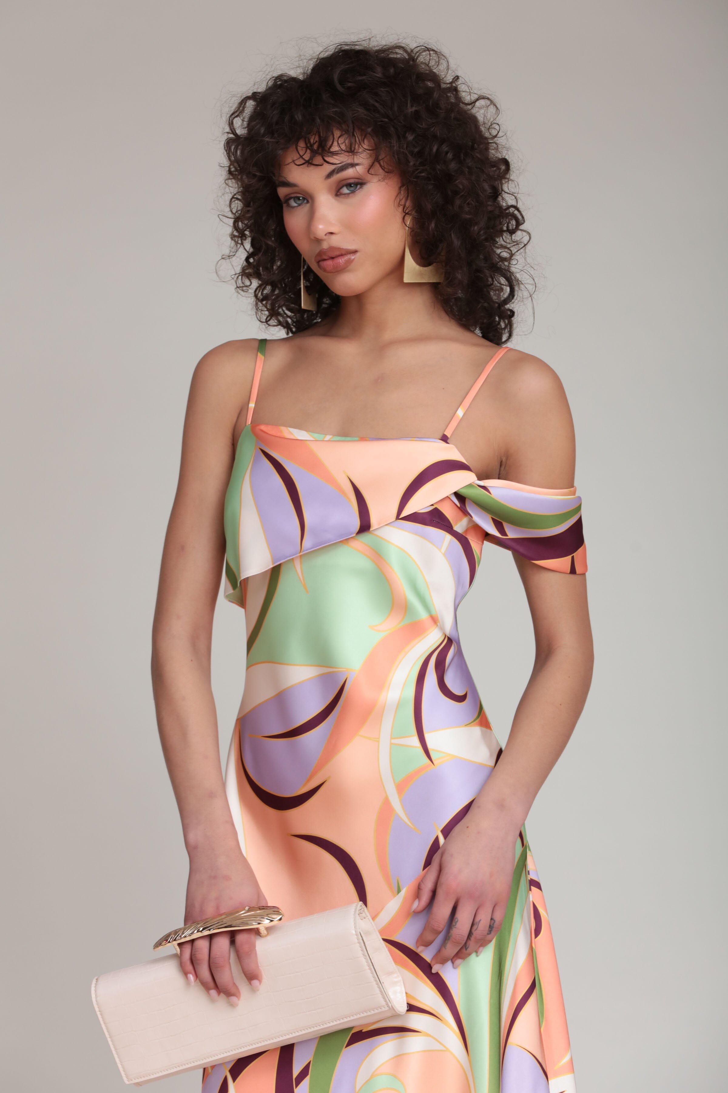 Asymmetrical bias cut maxi satin dress with adjustable straps - Shop cute party, wedding guest dresses by Avec Les Filles