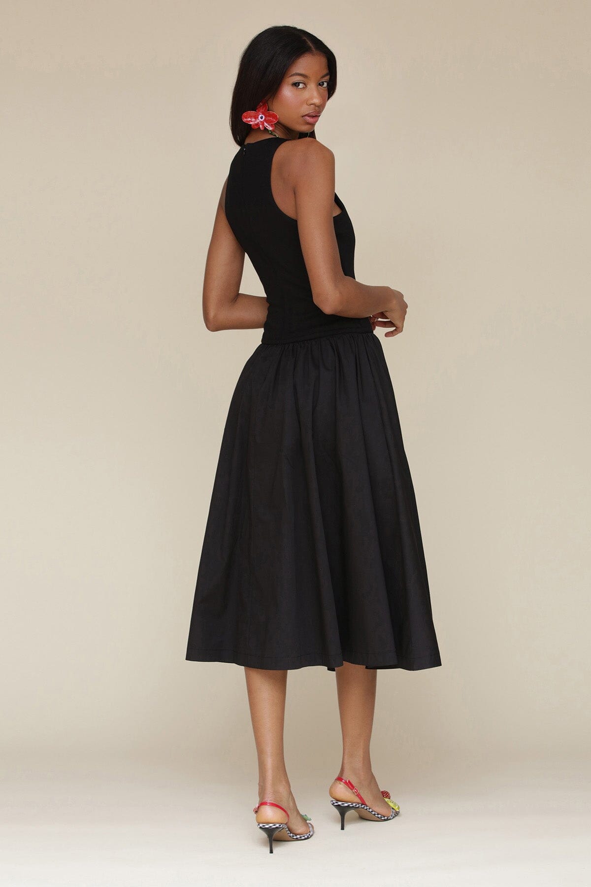 Cotton Blend Drop Waist Midi Dress Dresses Avec Les Filles