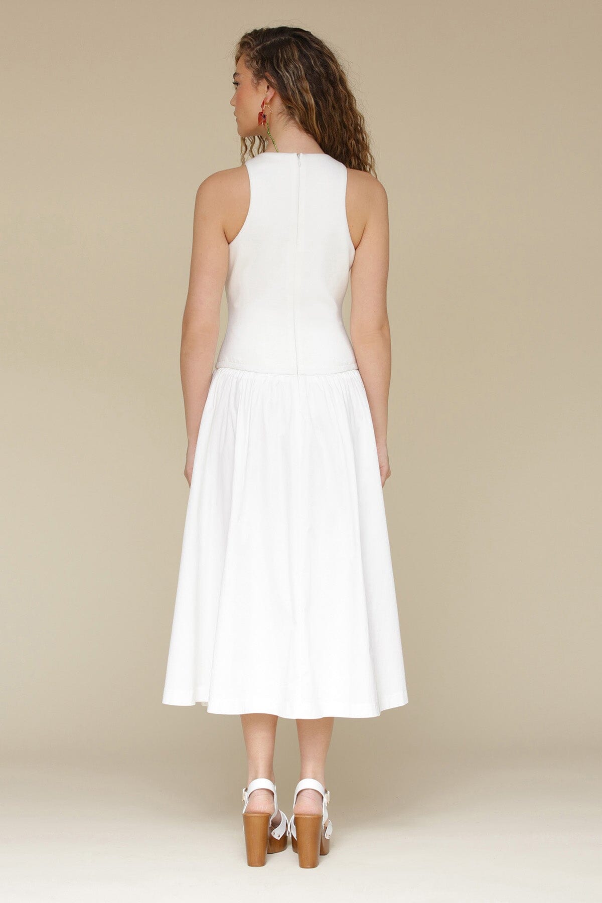 Cotton Blend Drop Waist Midi Dress Dresses Avec Les Filles