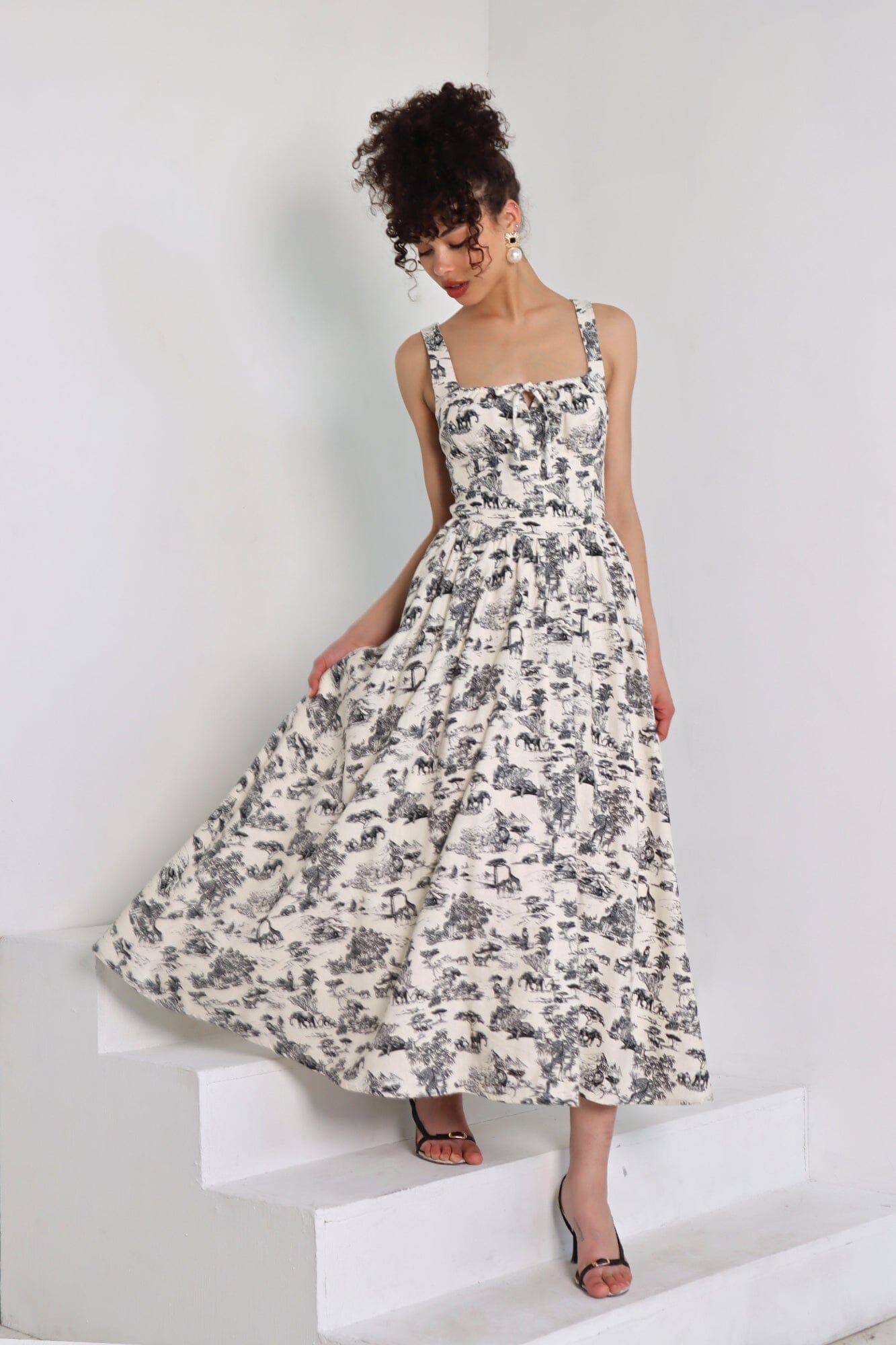 Safari Toile Linen Blend Midi Dress Dresses Avec Les Filles