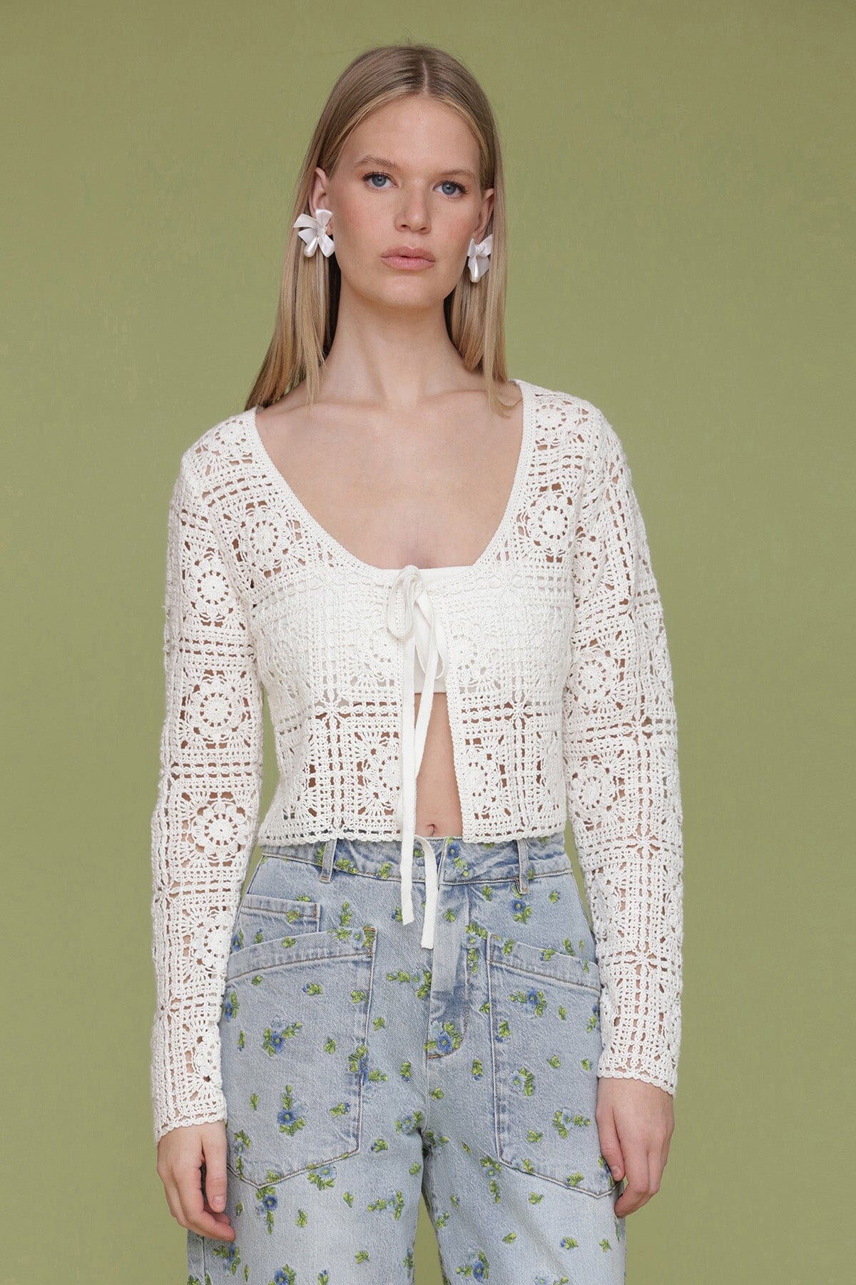 Cardigan Tie At Front Tops Avec Les Filles
