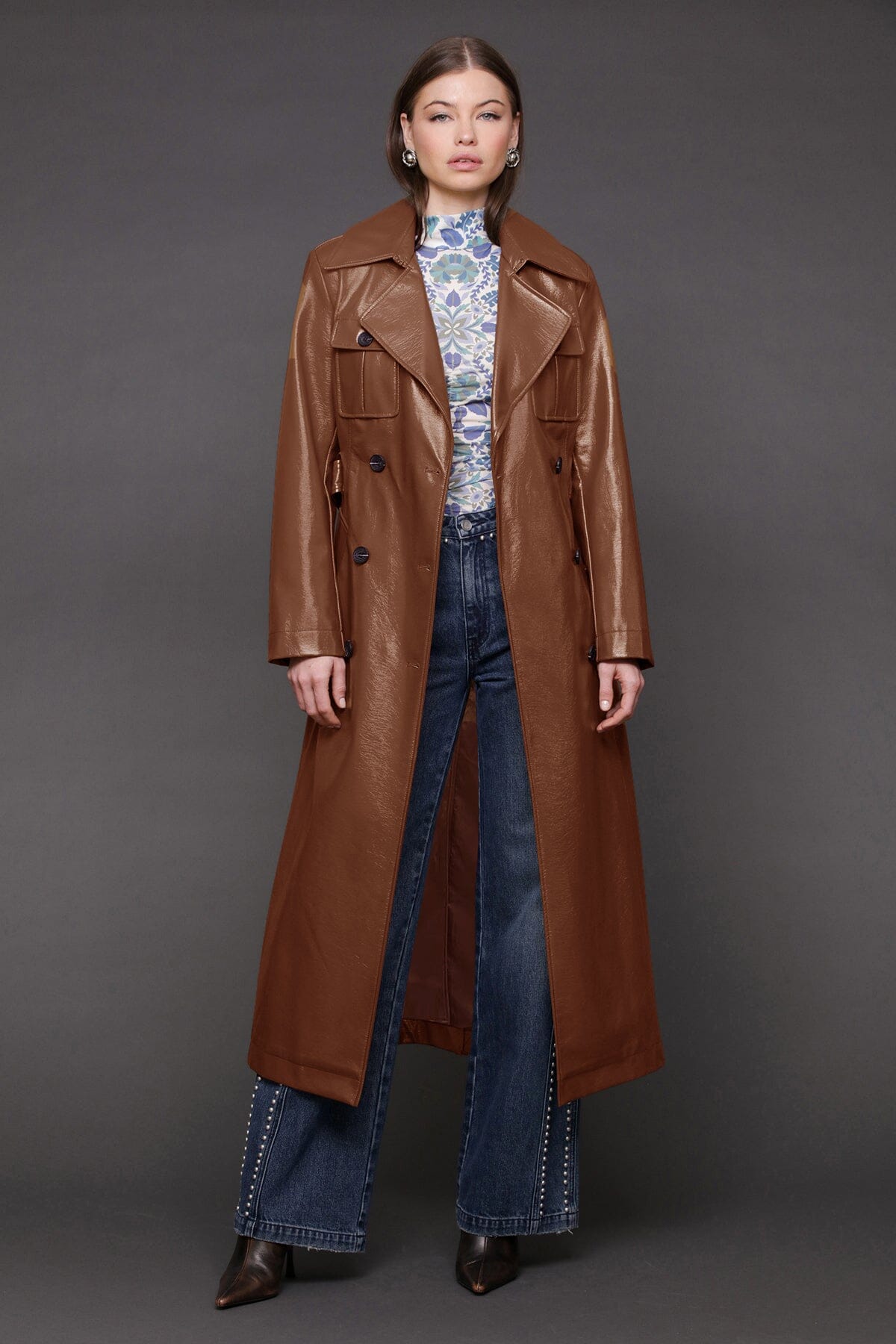 Faux-Ever Leather™ Belted Utility Trench Coat Coats & Jackets Avec Les Filles