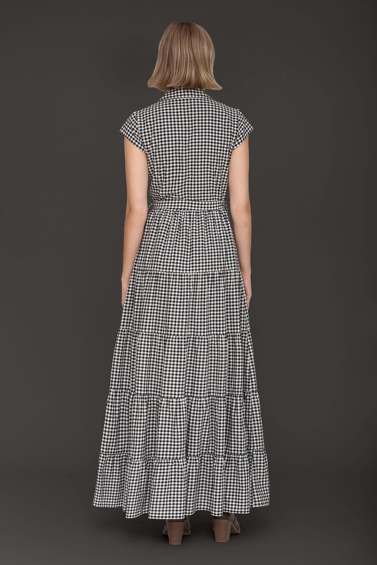Gingham Cotton Tiered Maxi Shirtdress Dresses Avec Les Filles