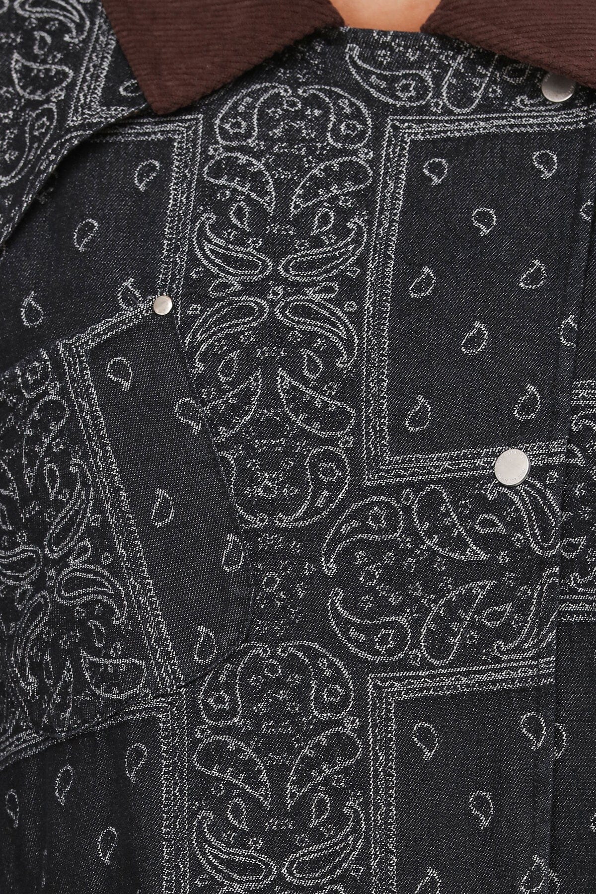 Indigo Paisley denim utility cotton blend double-breasted trench coat with drop-shoulders and corduroy point collar - Cute women's trench coats by Avec Les Filles