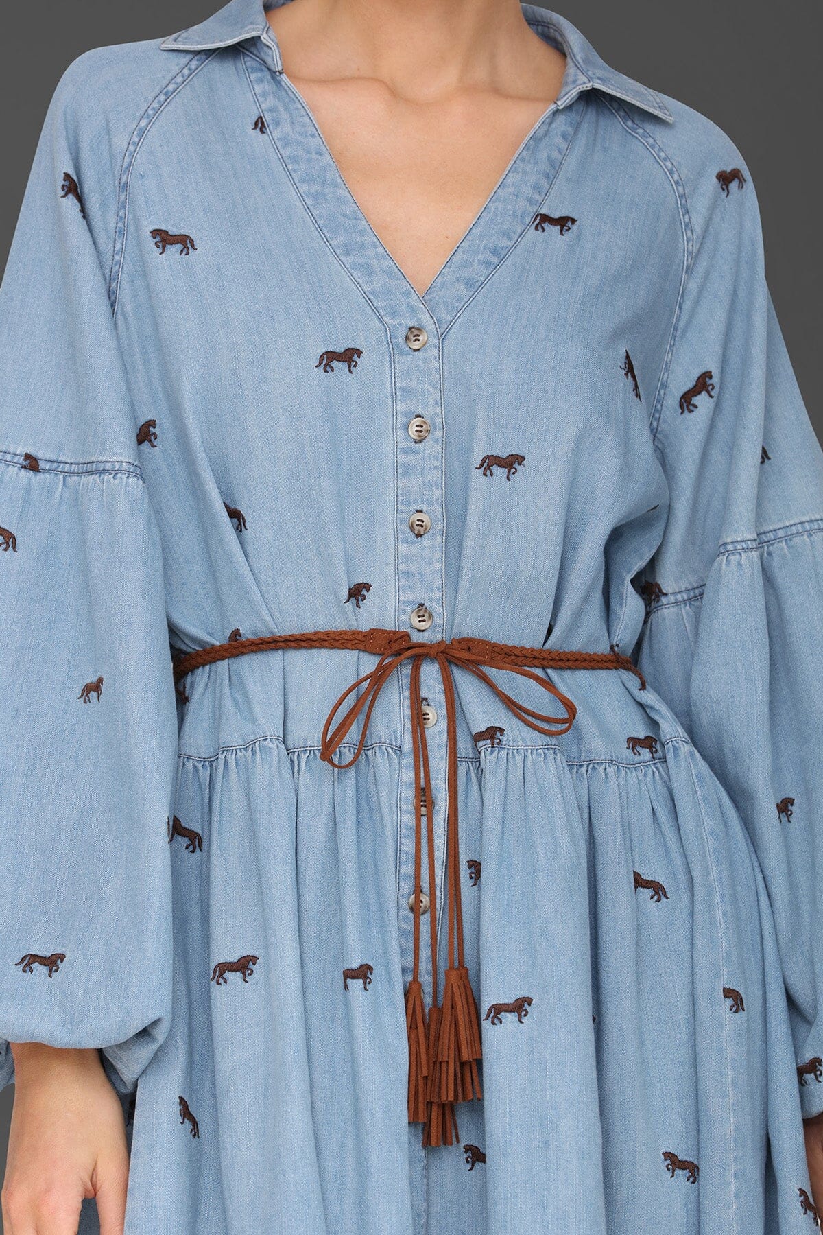 Equine Embroidered Cotton Mini Dress Dresses Avec Les Filles