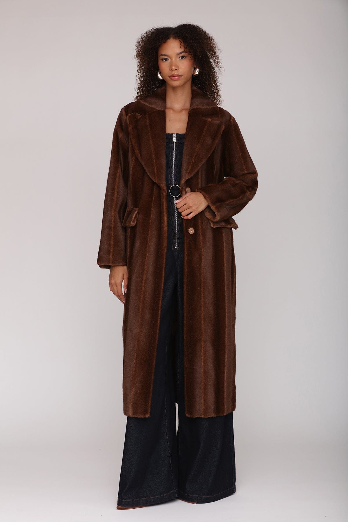 Striped Faux Mink Fur Coat Coats & Jackets Avec Les Filles
