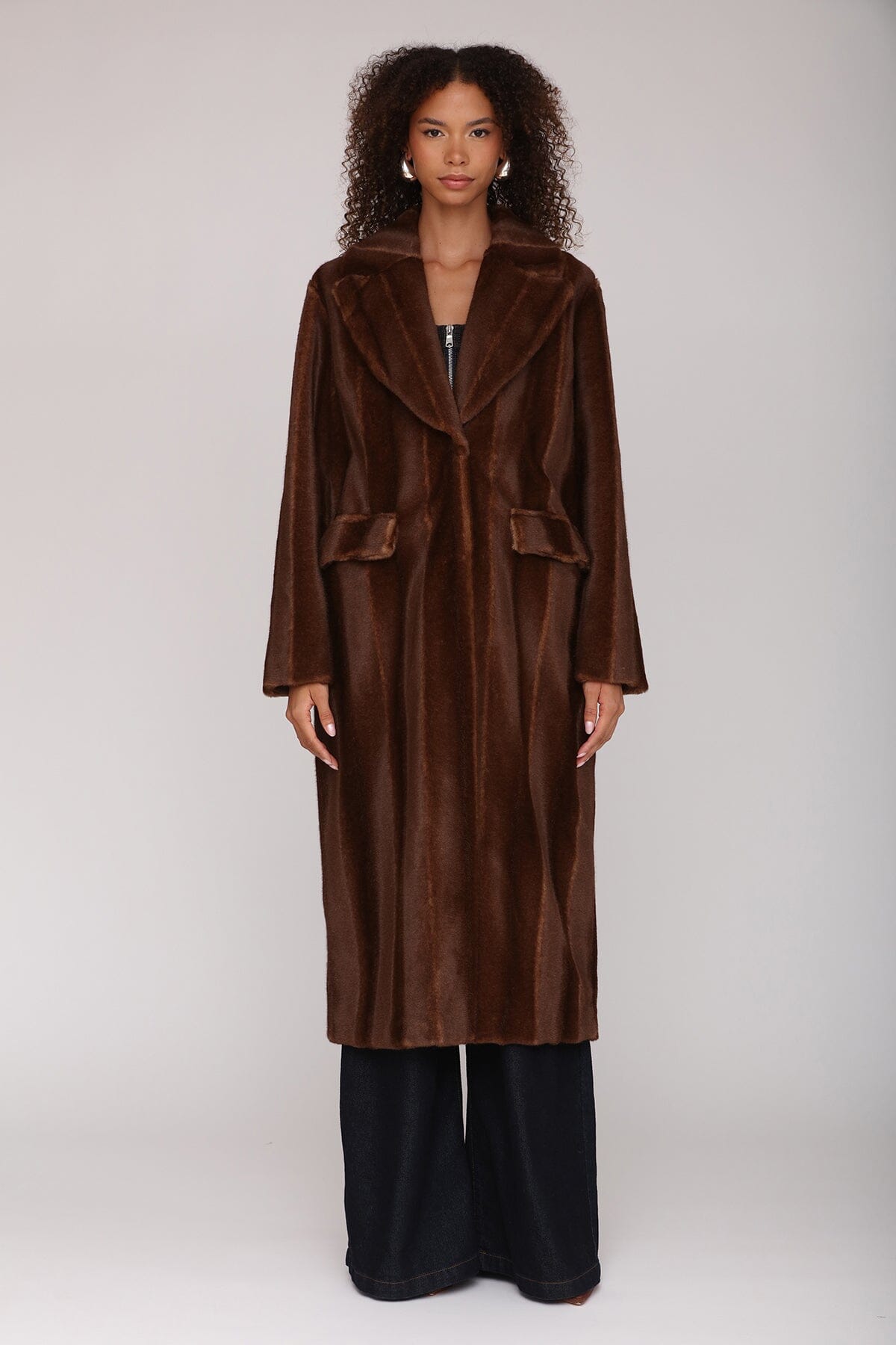 Striped Faux Mink Fur Coat Coats & Jackets Avec Les Filles