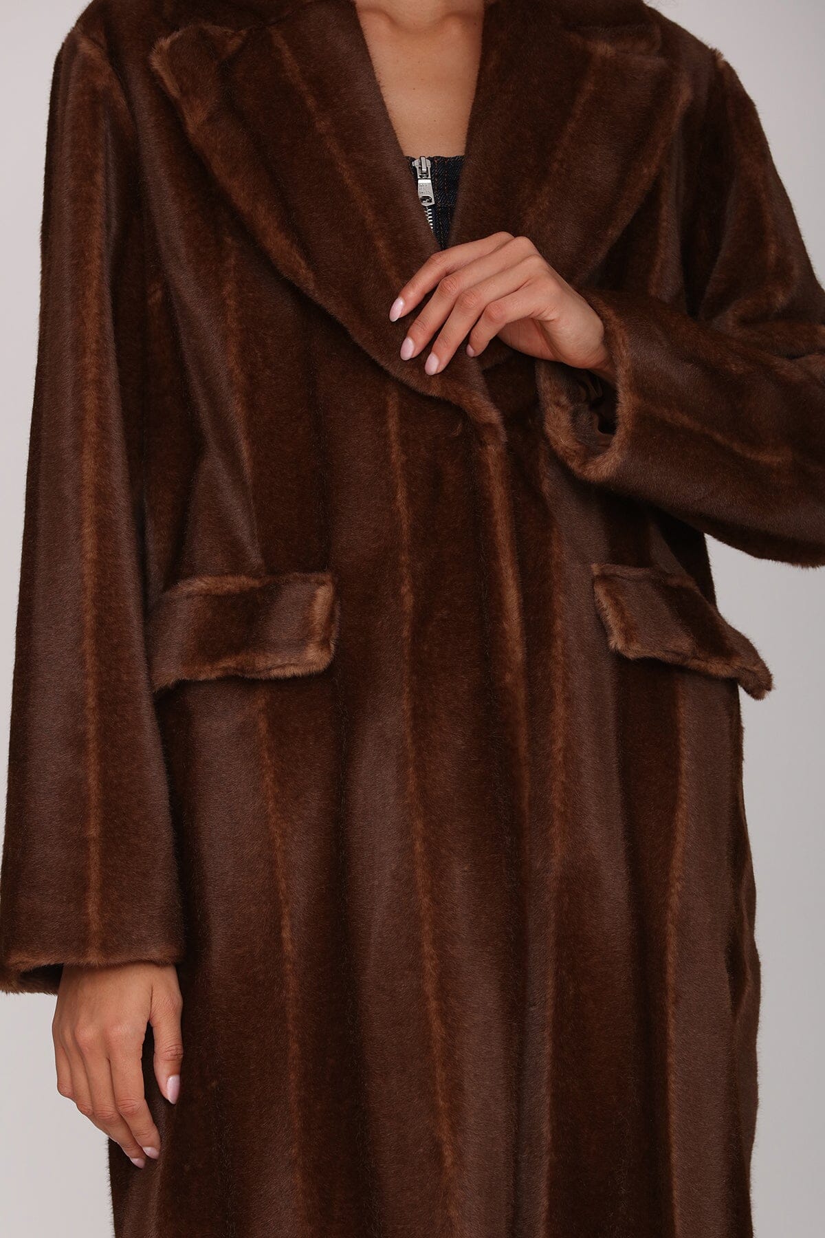 Striped Faux Mink Fur Coat Coats & Jackets Avec Les Filles