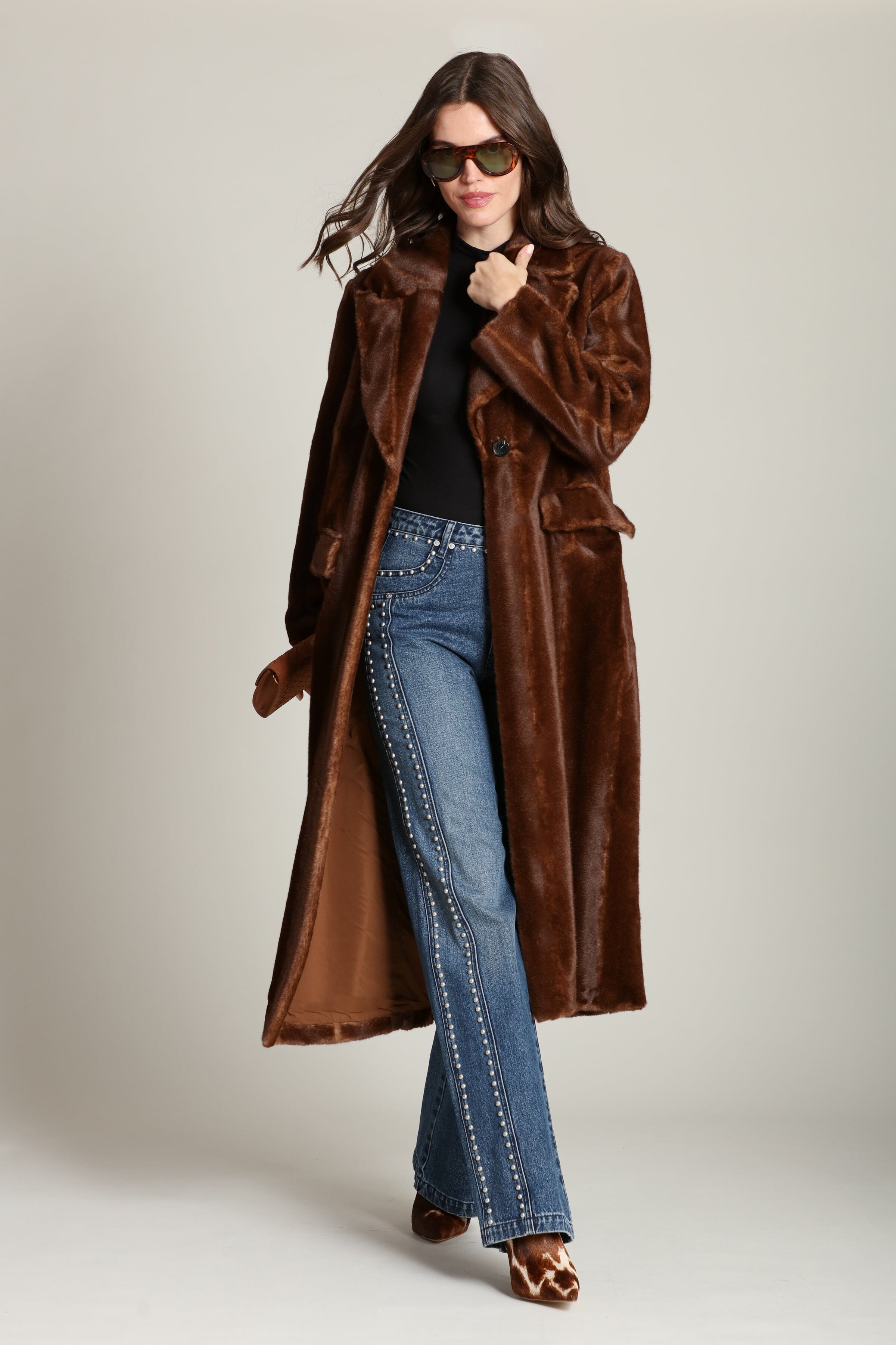 Striped Faux Mink Fur Coat Coats & Jackets Avec Les Filles