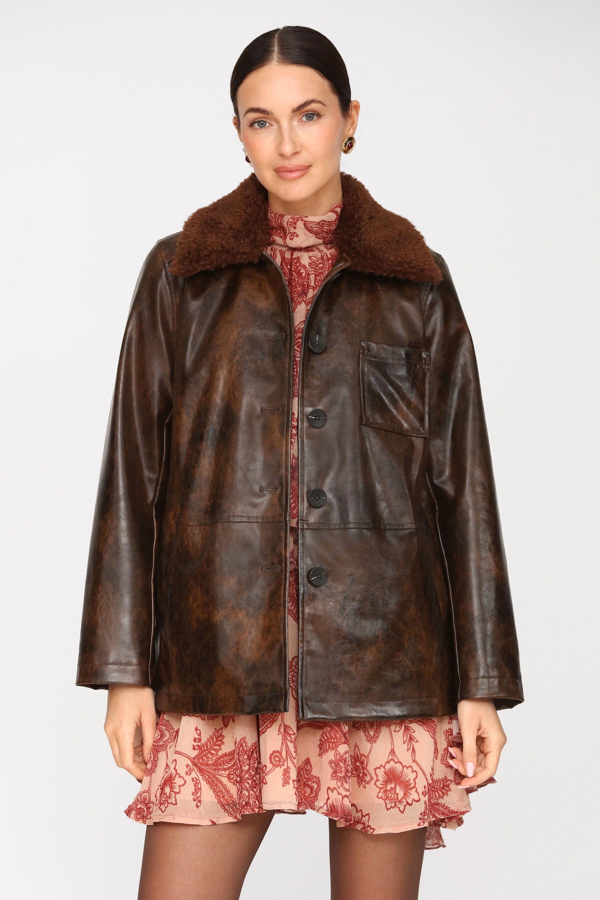 Faux-Ever Leather™ Fur Collar Barn Jacket Coats & Jackets Avec Les Filles