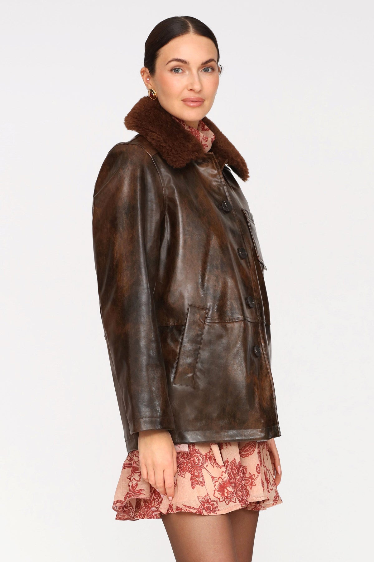 Faux-Ever Leather™ Fur Collar Barn Jacket Coats & Jackets Avec Les Filles