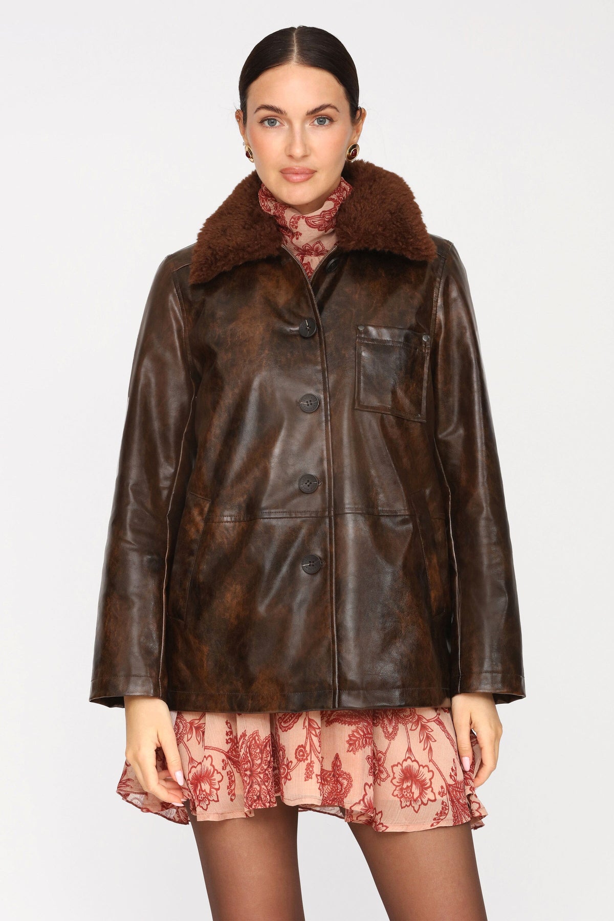 Faux-Ever Leather™ Fur Collar Barn Jacket Coats & Jackets Avec Les Filles