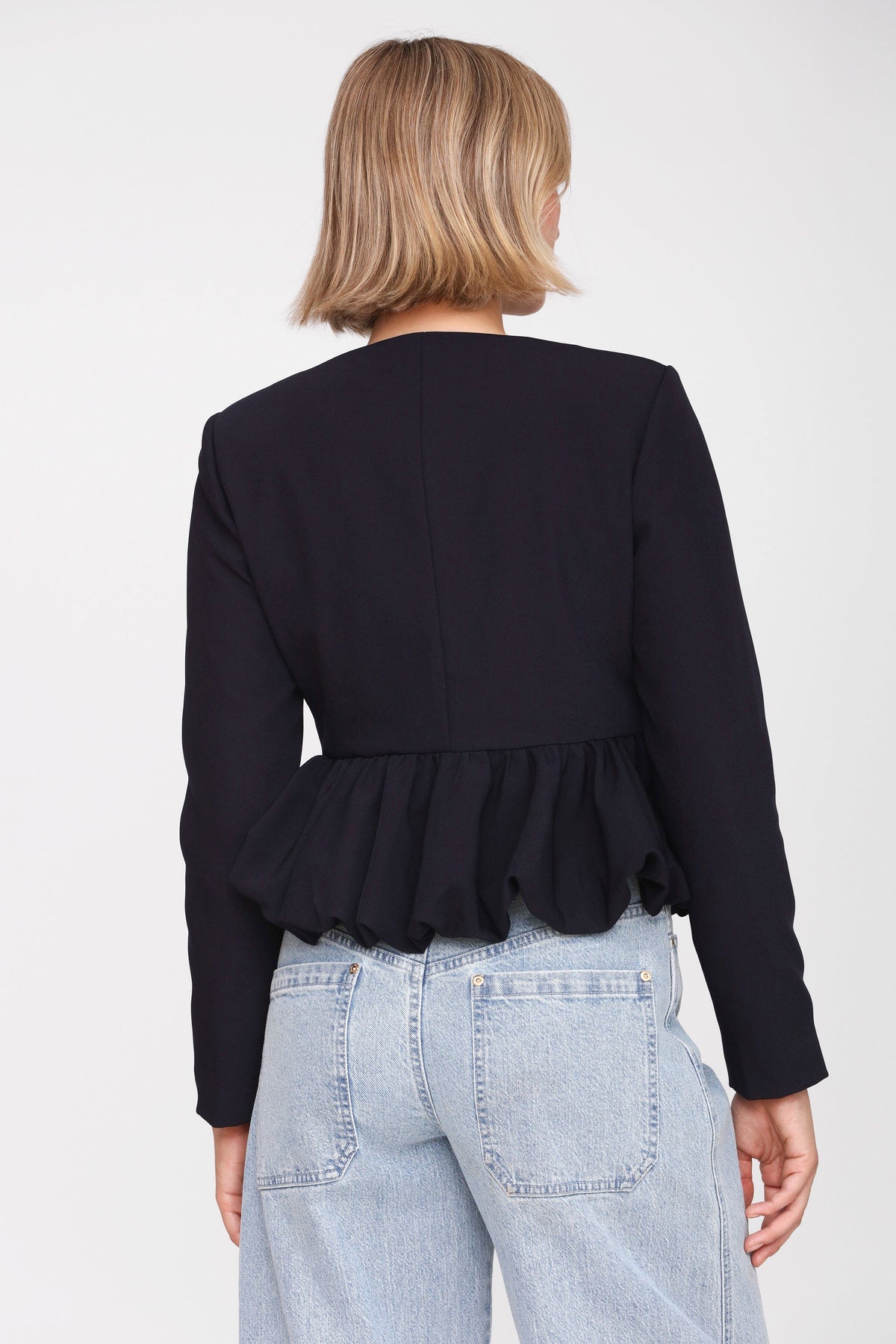 Bow-Front Stretch Suiting Peplum Jacket Coats & Jackets Avec Les Filles