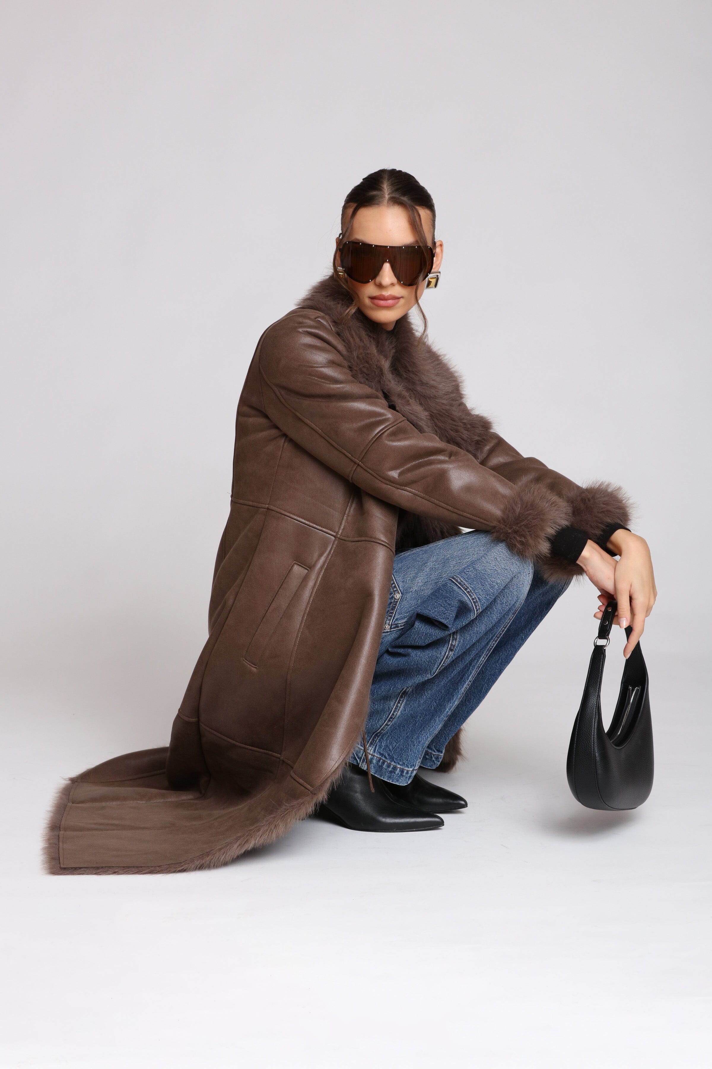 Faux Shearling Midi Wrap Coat Coats & Jackets Avec Les Filles