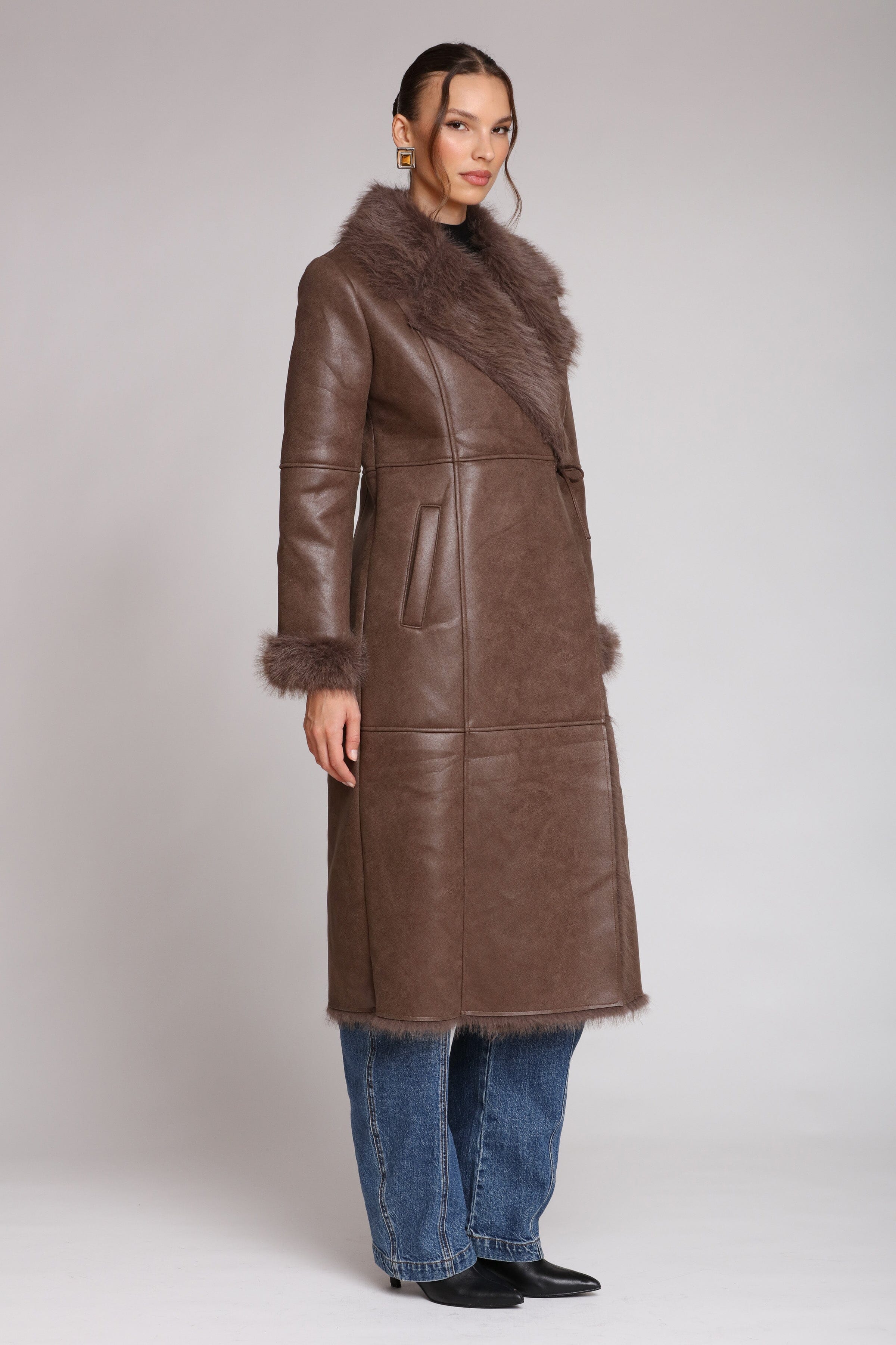 Faux Shearling Midi Wrap Coat Coats & Jackets Avec Les Filles