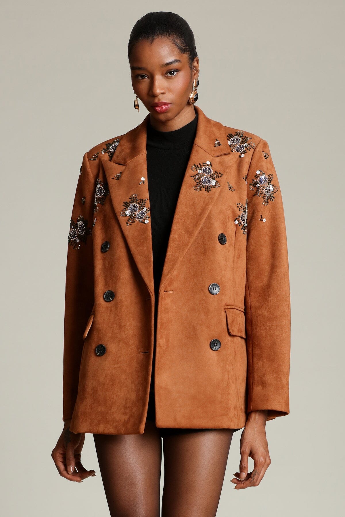 Embellished Faux Suede Blazer Coats & Jackets Avec Les Filles