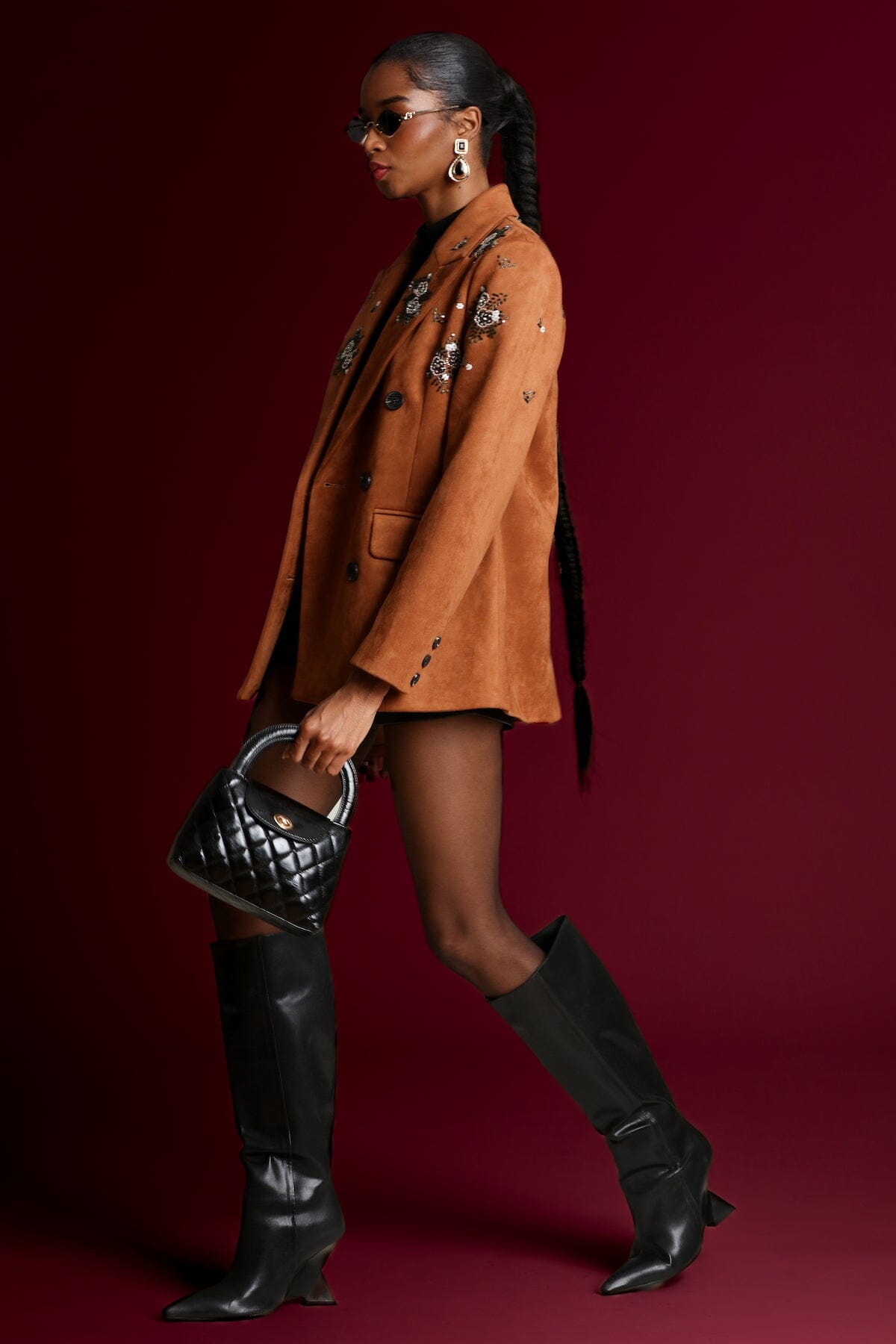 Embellished Faux Suede Blazer Coats & Jackets Avec Les Filles