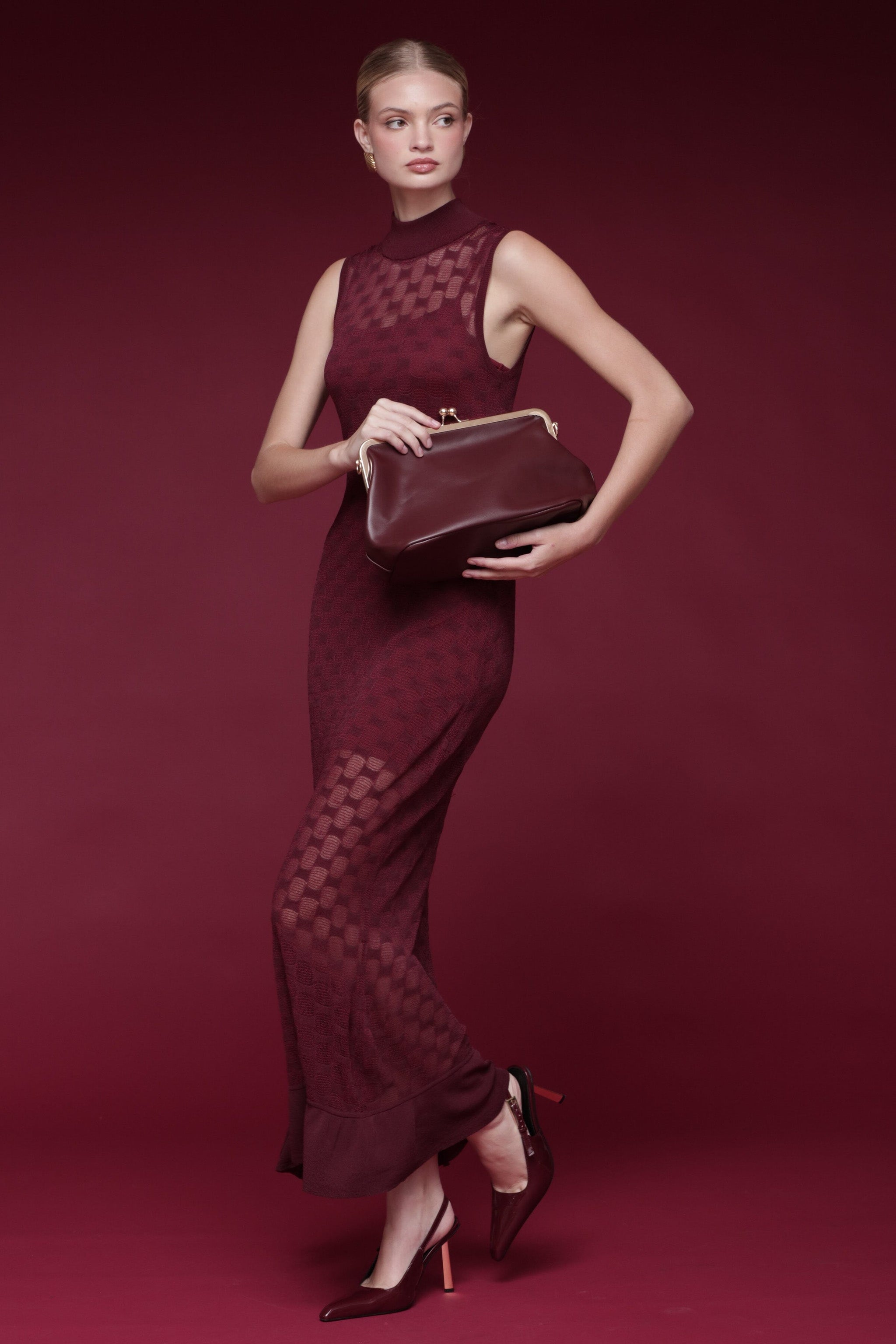 Avec Les Filles Women's Sleeveless Midi Dress - Burgundy