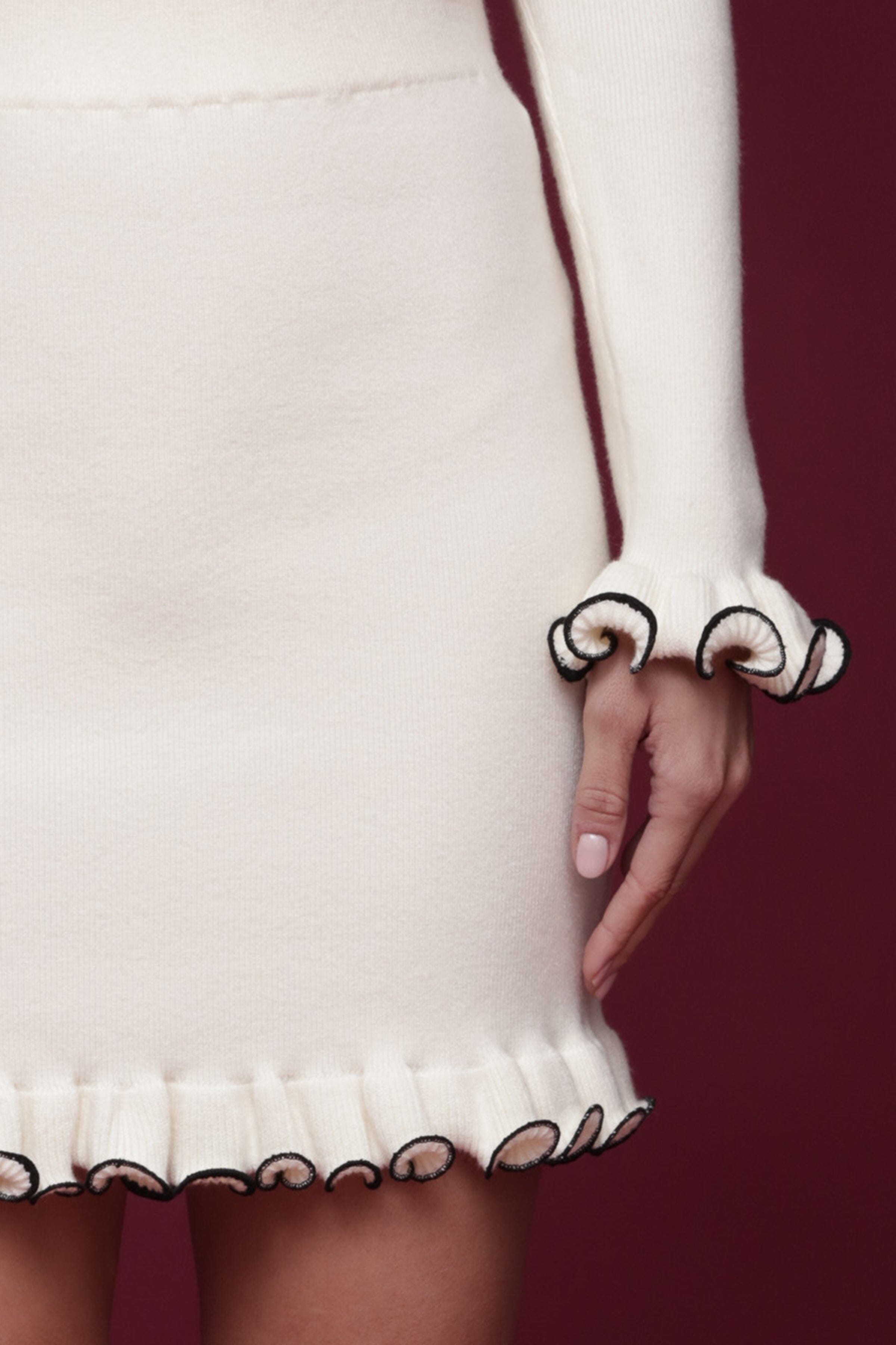 Ruffle Trim Cropped Turtleneck Sweater Shirts & Tops Avec Les Filles