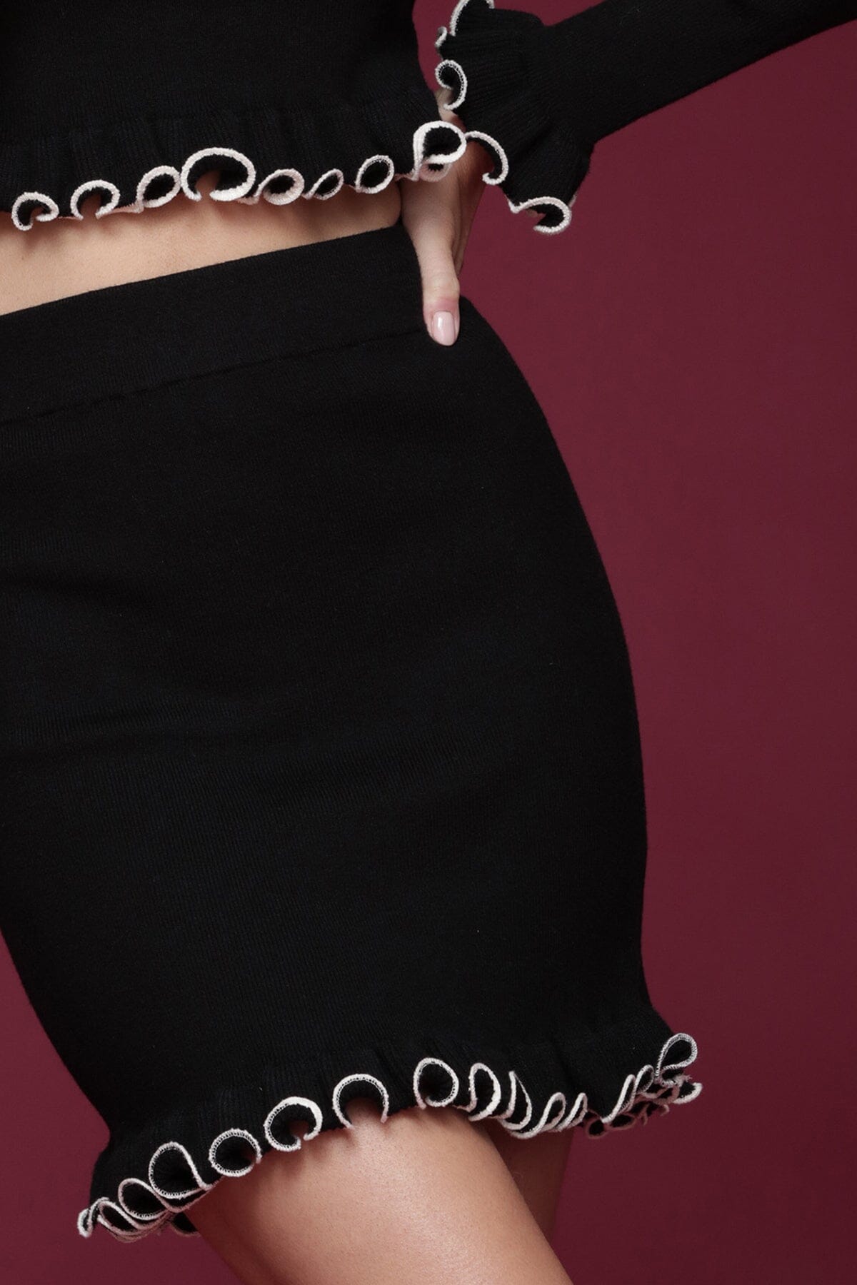 Ruffle Trim Knit Mini Skirt Skirts Avec Les Filles