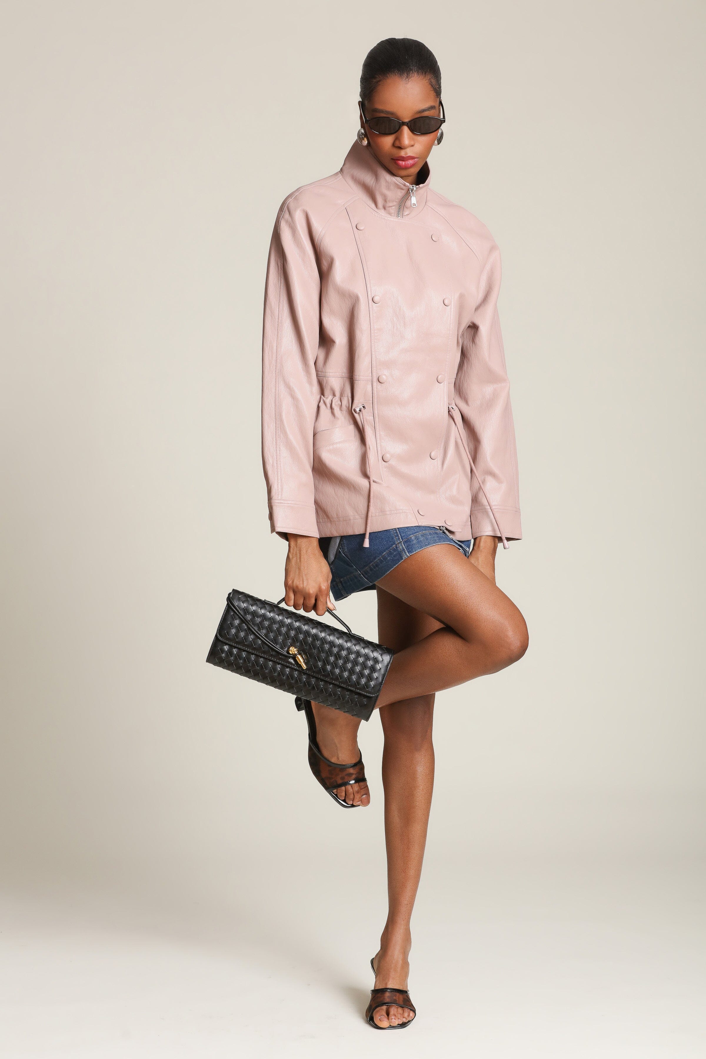 Pink anorak jacket with an adjustable drawstring - Cute women's parka jackets by Avec Les Filles