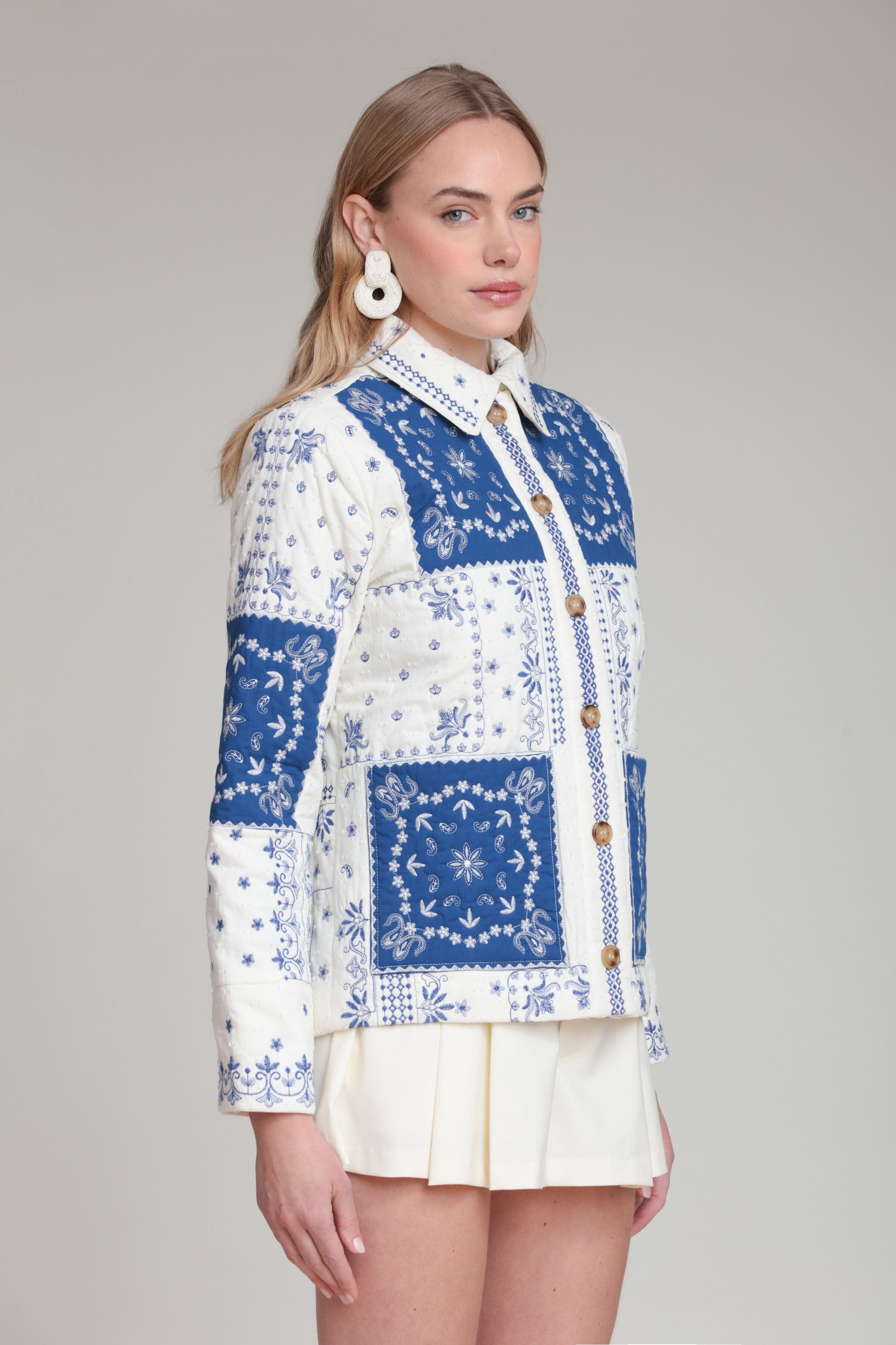 Bandana patchwork cotton jacket with bandana-inspired prints - Shop women’s cute jackets by Avec Les Filles