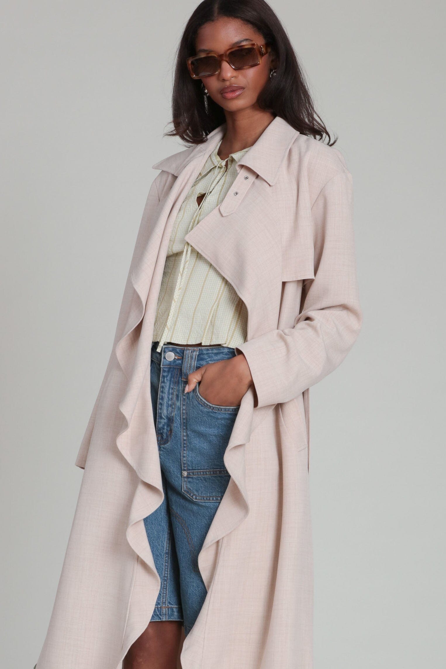 Waterfall Drape Trench Coat Coats & Jackets Avec Les Filles