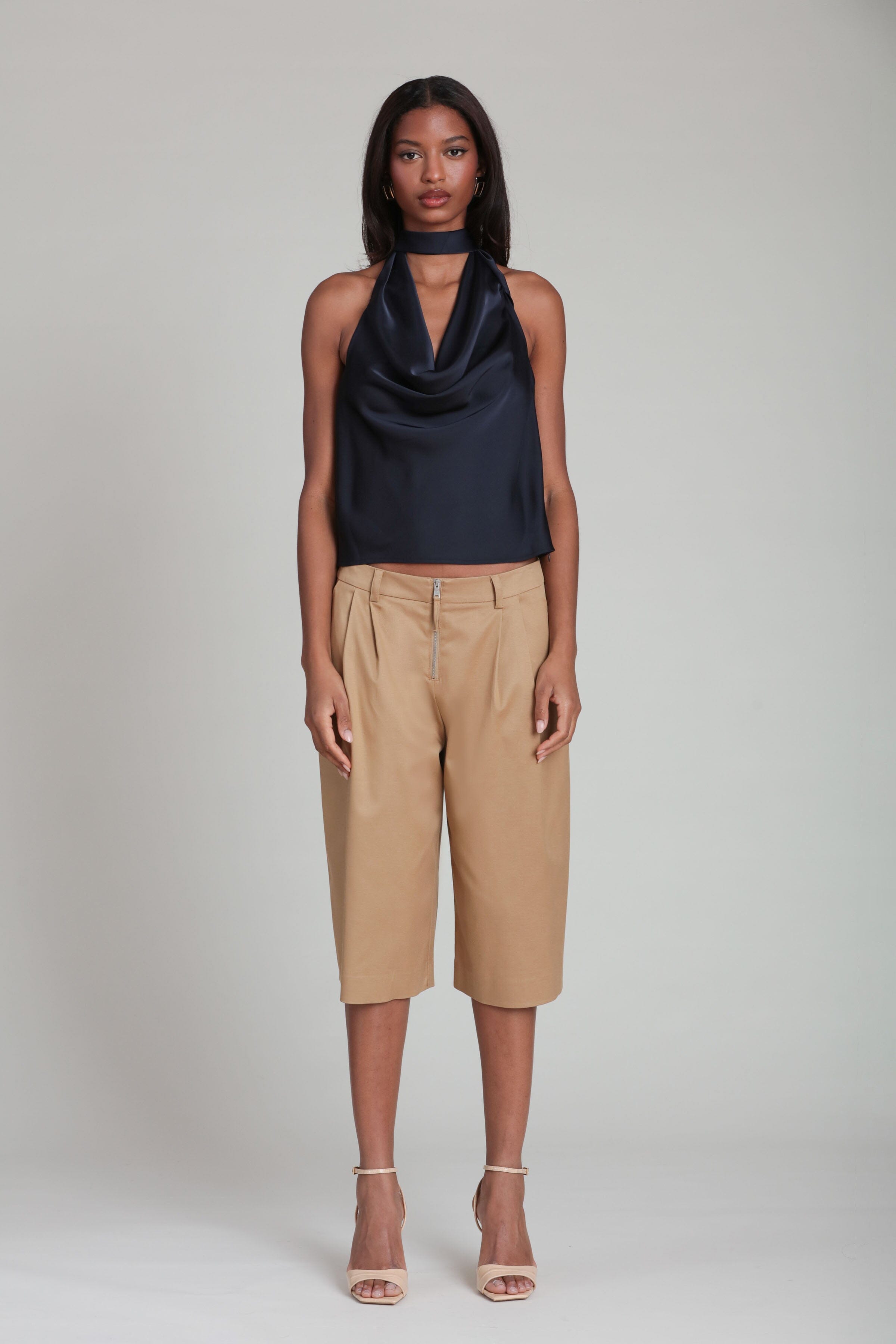 Satin Scarf Tie Halter Top Shirts & Tops Avec Les Filles