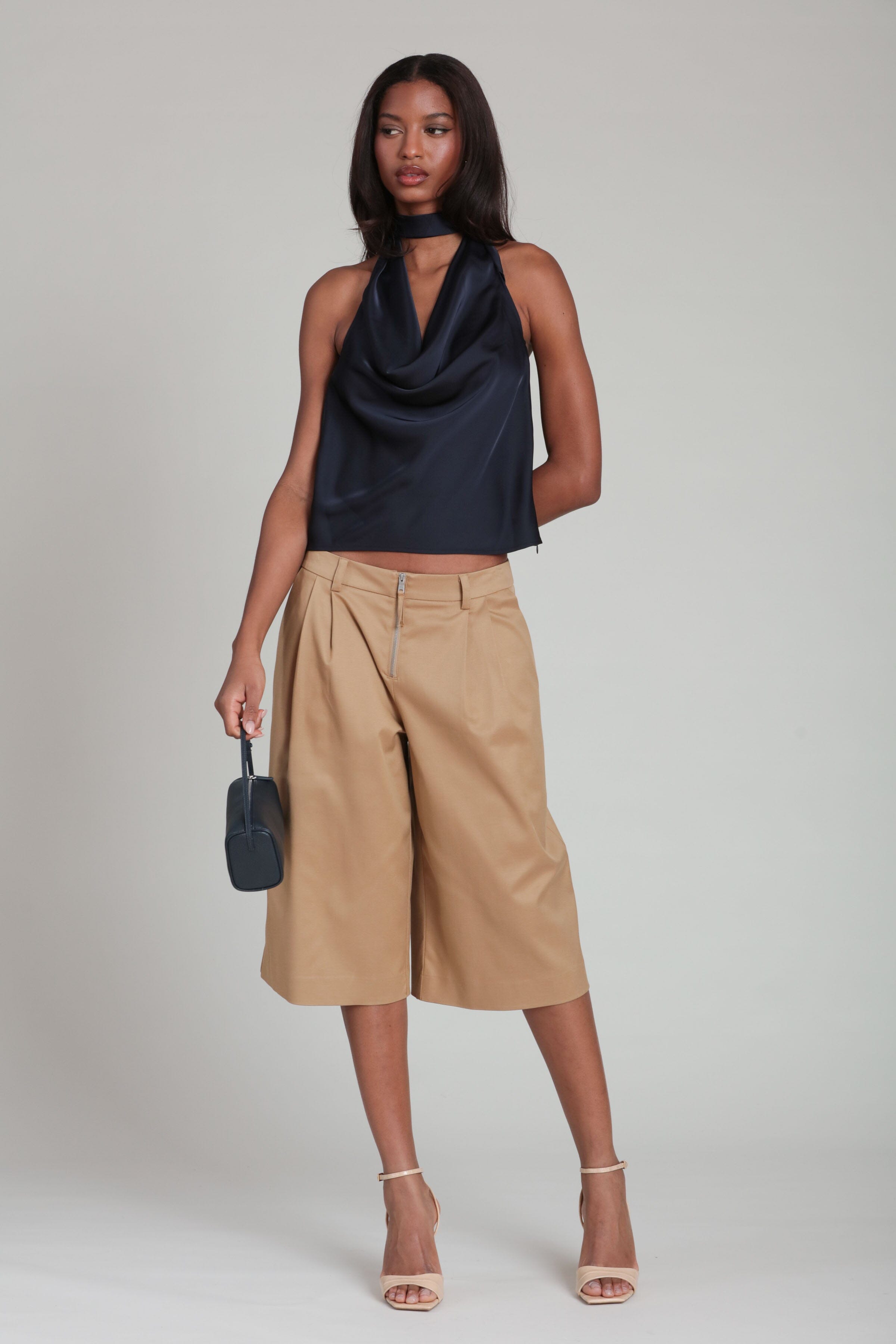 Satin Scarf Tie Halter Top Shirts & Tops Avec Les Filles