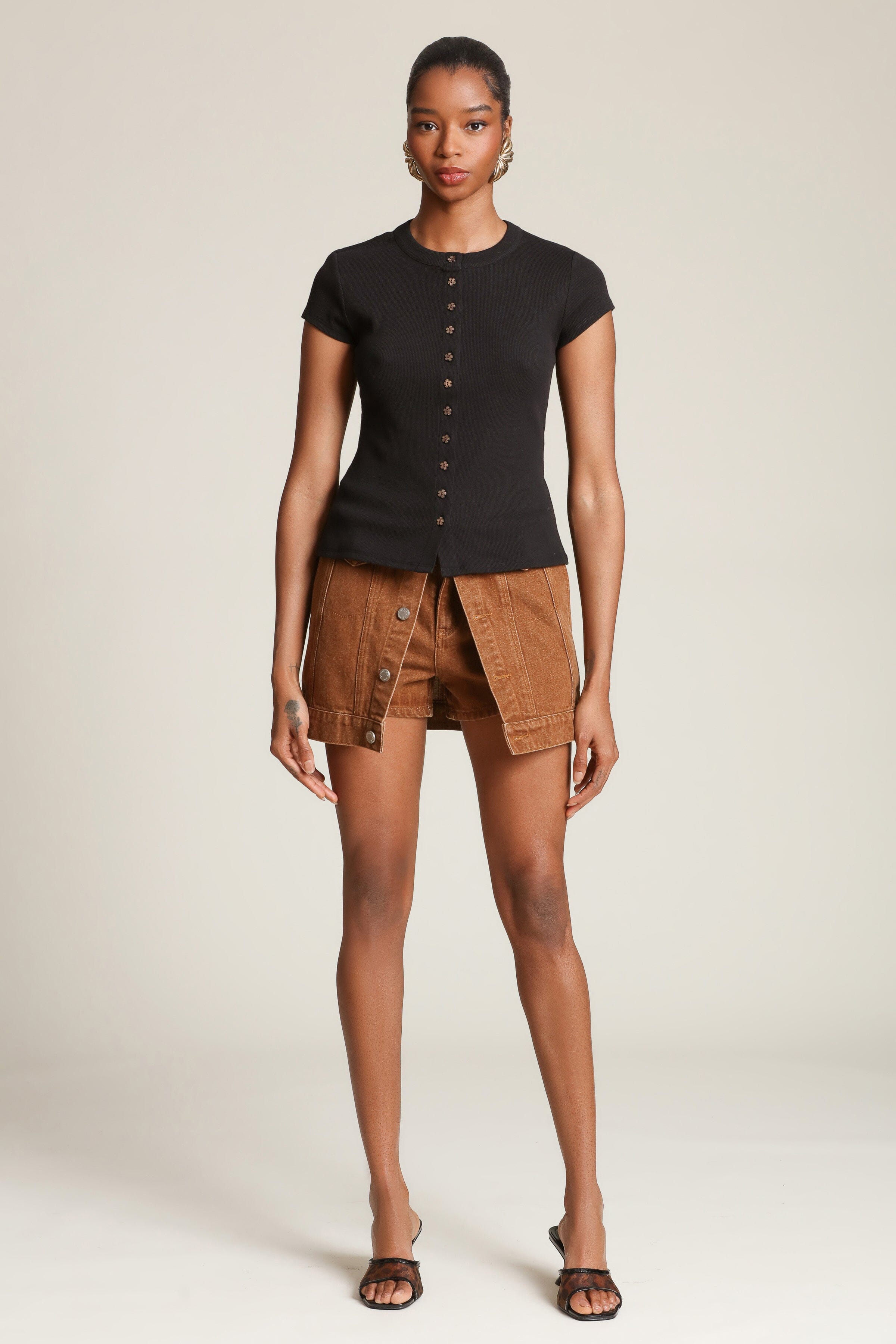 Flower Button Cotton T-Shirt Shirts & Tops Avec Les Filles