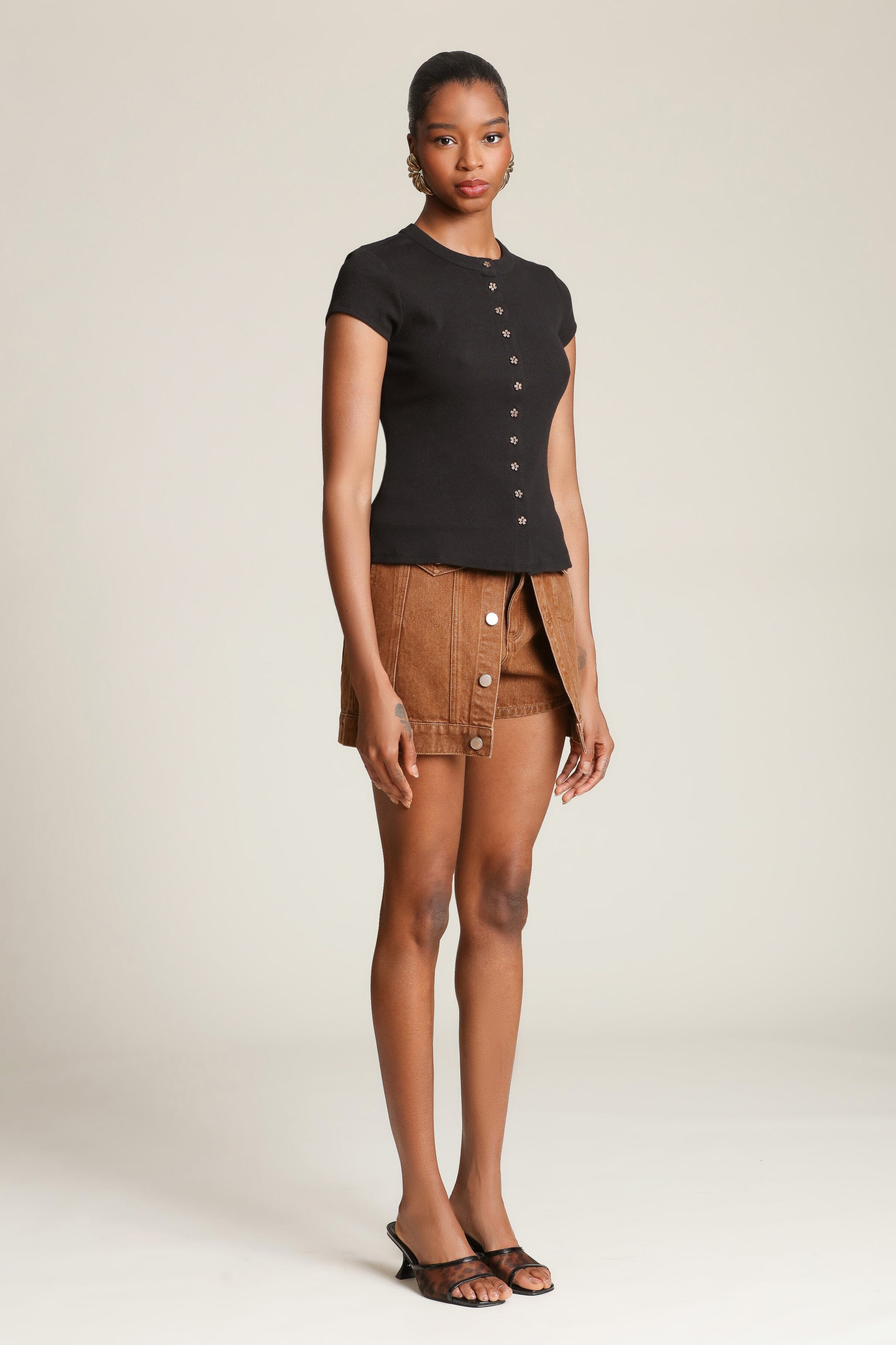 Flower Button Cotton T-Shirt Shirts & Tops Avec Les Filles