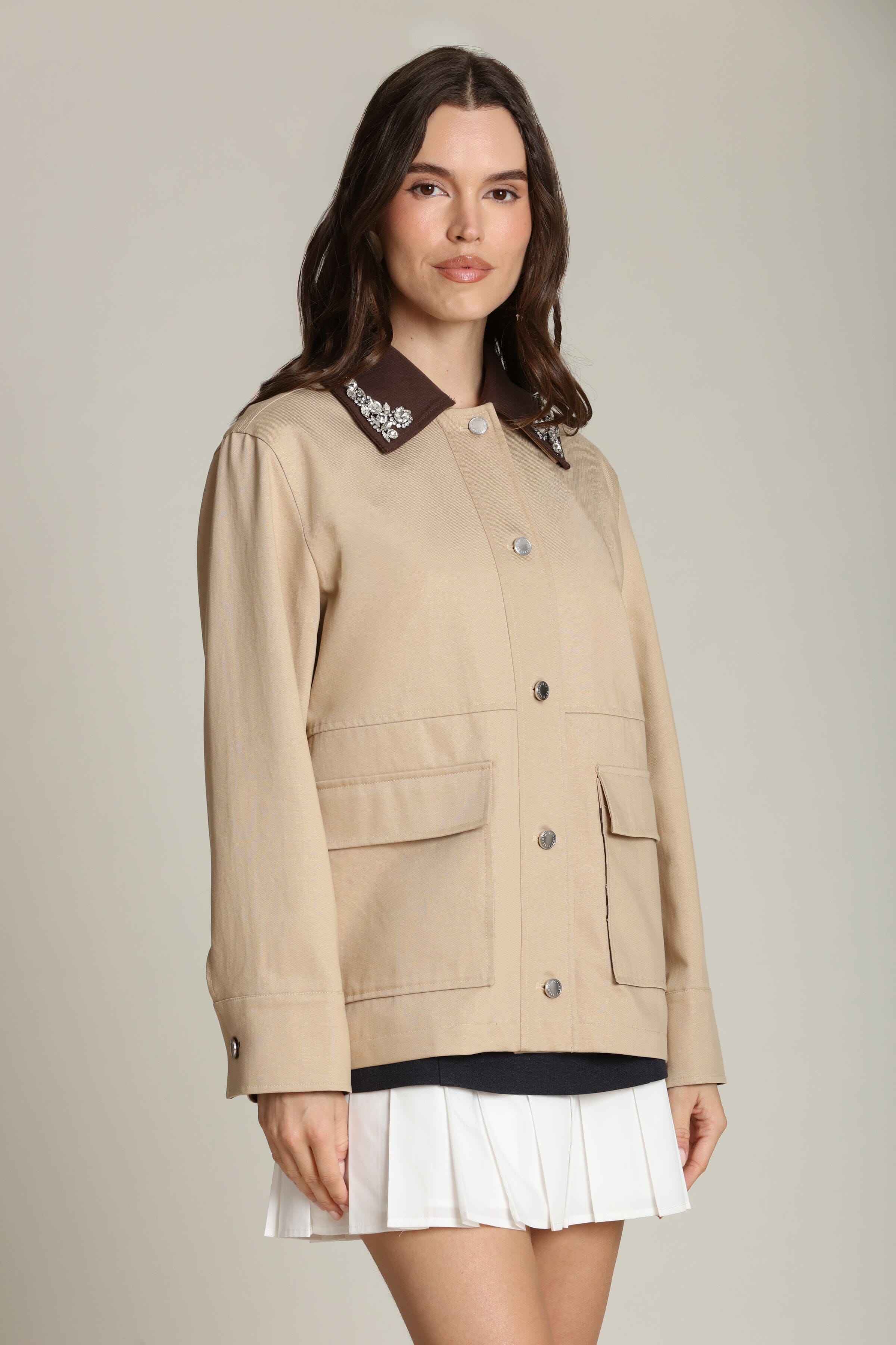Embellished Cotton Lyocell Barn Jacket Coats & Jackets Avec Les Filles