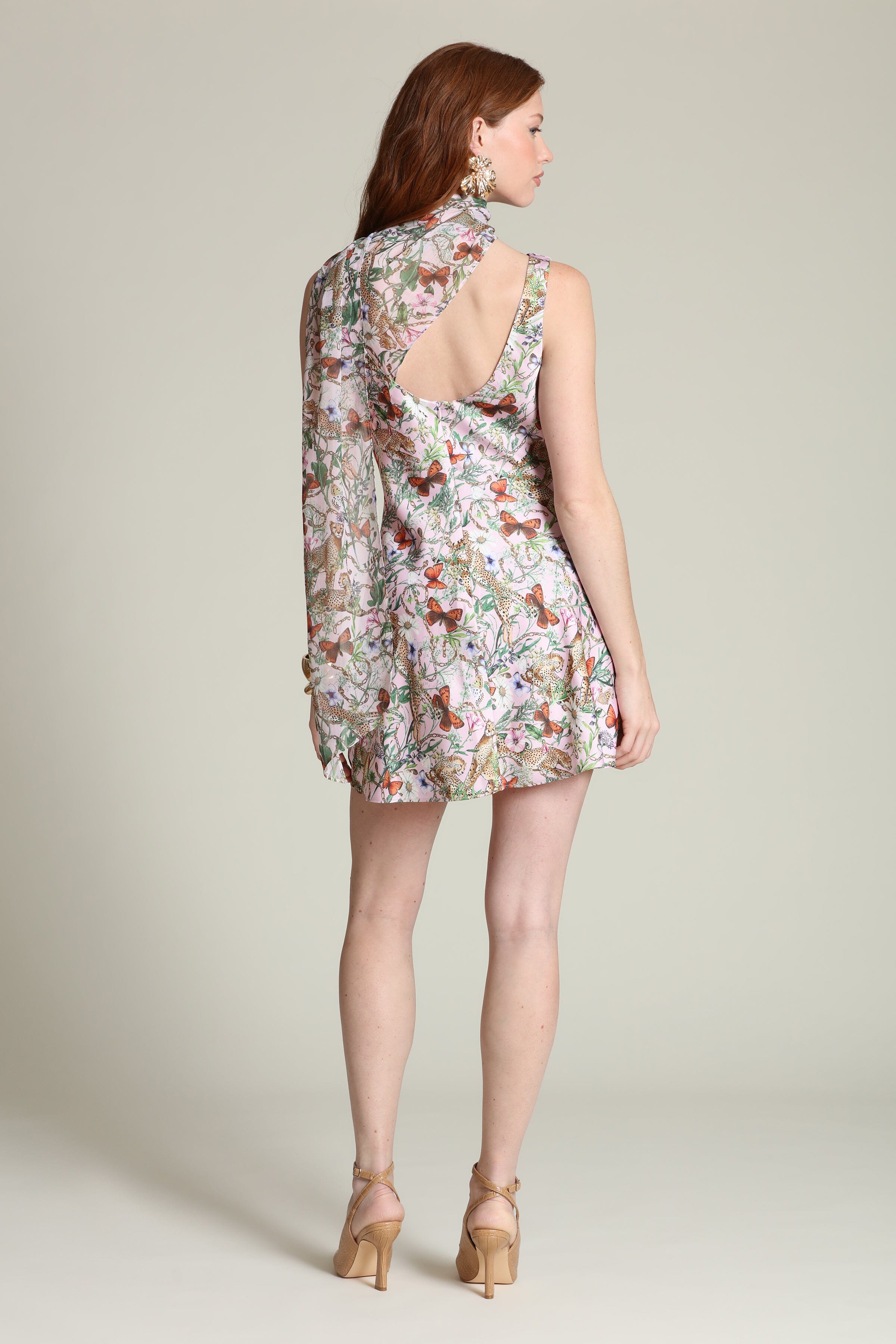 Floral satin scarf-tie multicolor mini dress with a fitted and flared silhouette - Shop women’s mini dresses by Avec Les Filles