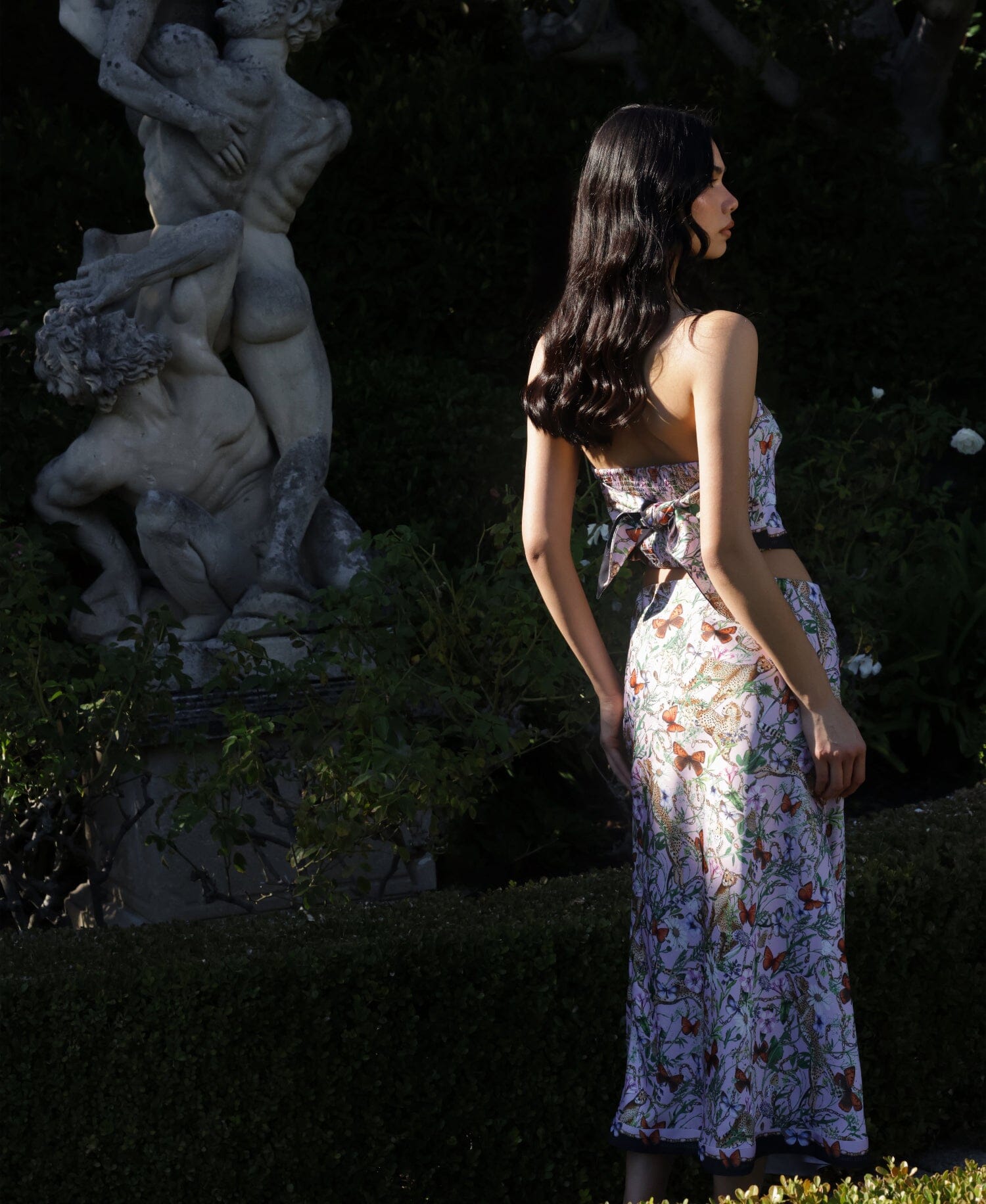 Botanical Satin Faux Wrap Maxi Slip Skirt Skirts Avec Les Filles